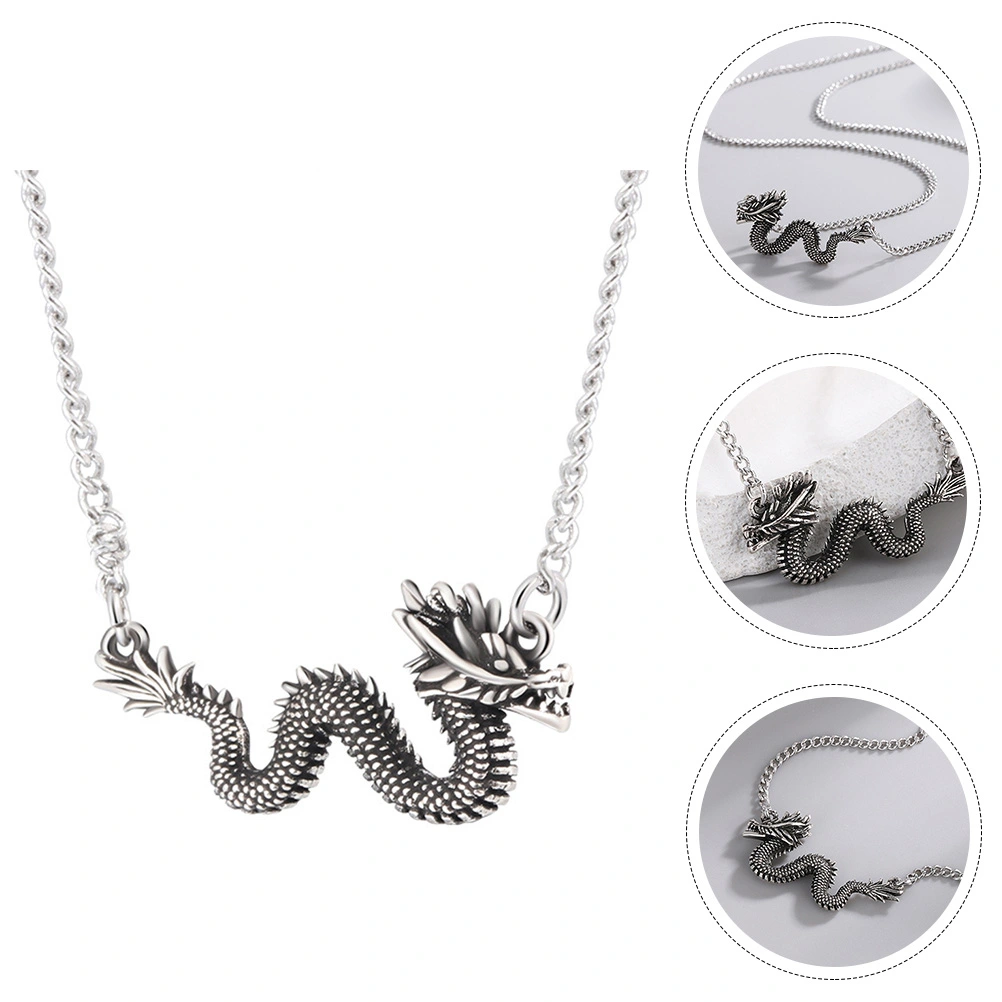Dragon Necklace Chinese Style Dragon Charm Necklace Men Pendant Necklace