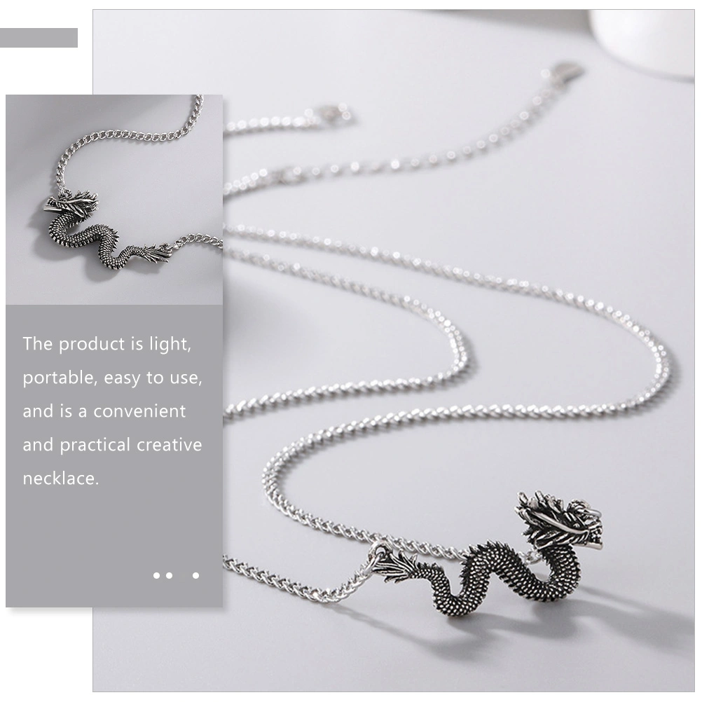 Dragon Necklace Chinese Style Dragon Charm Necklace Men Pendant Necklace