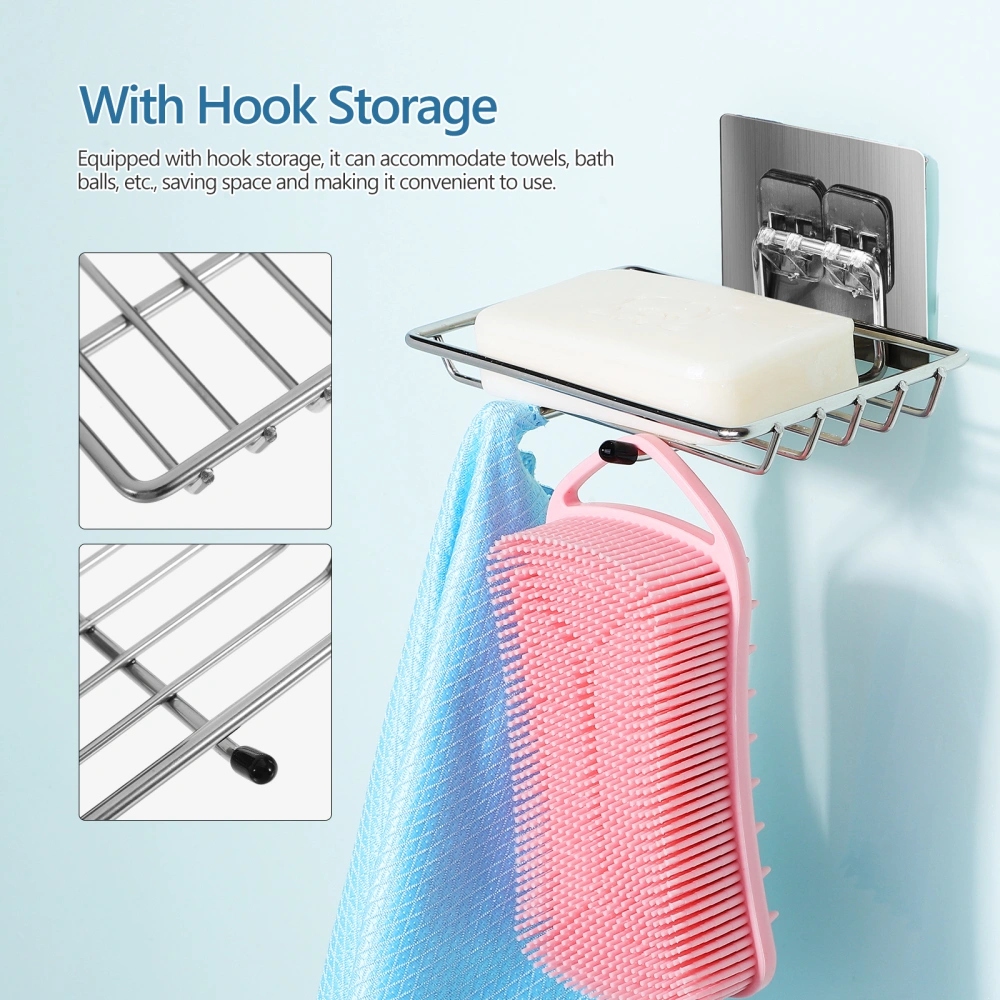 Wall Mount Soap Dish Stainless Steel Soap Rest Rack Bathroom Bar Soap Drainage Holder