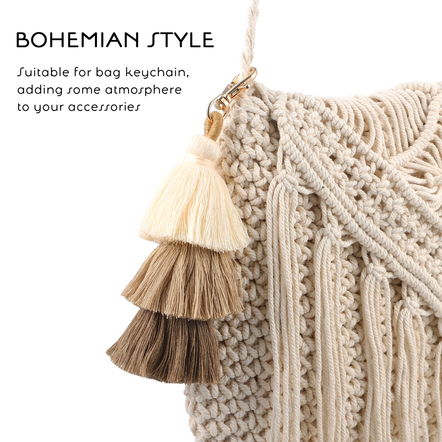 Tassels Charm for Bag Keychain Multi-layered Fringe Pendant Decoration for Wallet Purse