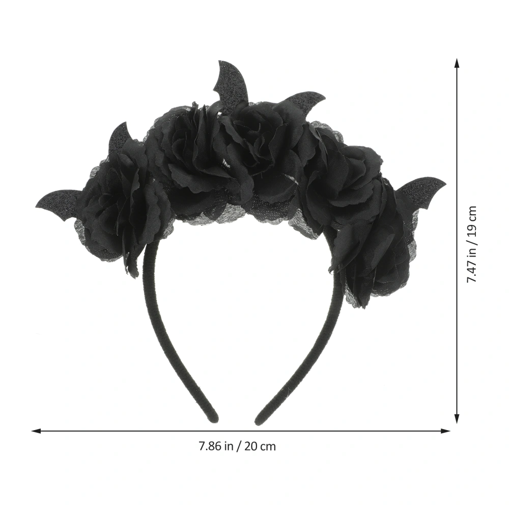 2pcs Halloween Party Headbands Cosplay Hair Band Party Hair Accessory Flower Bat Headdress