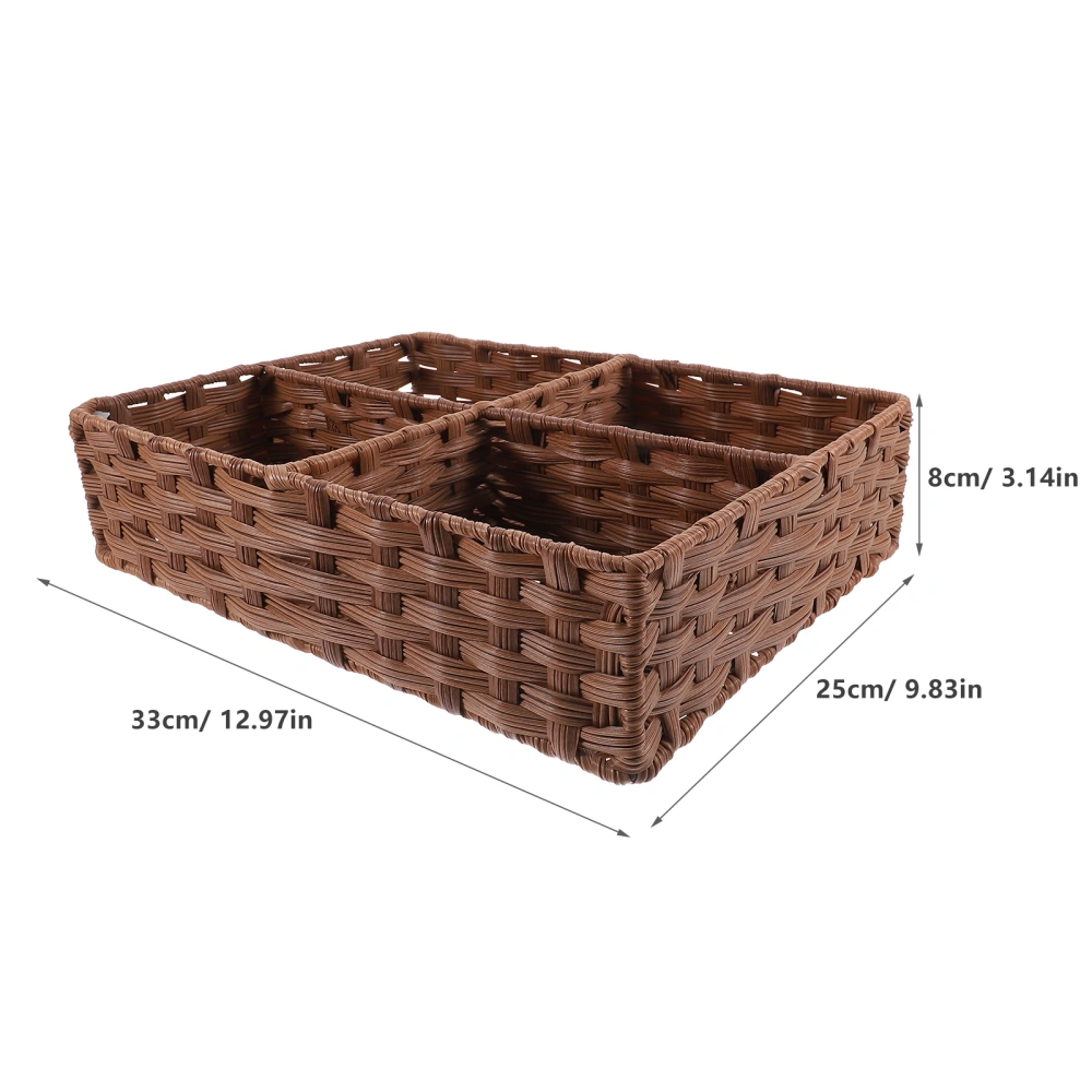 Storage Basket Desk Organizer Woven Basket Multi Compartment Basket Sundries Holder for Bathroom