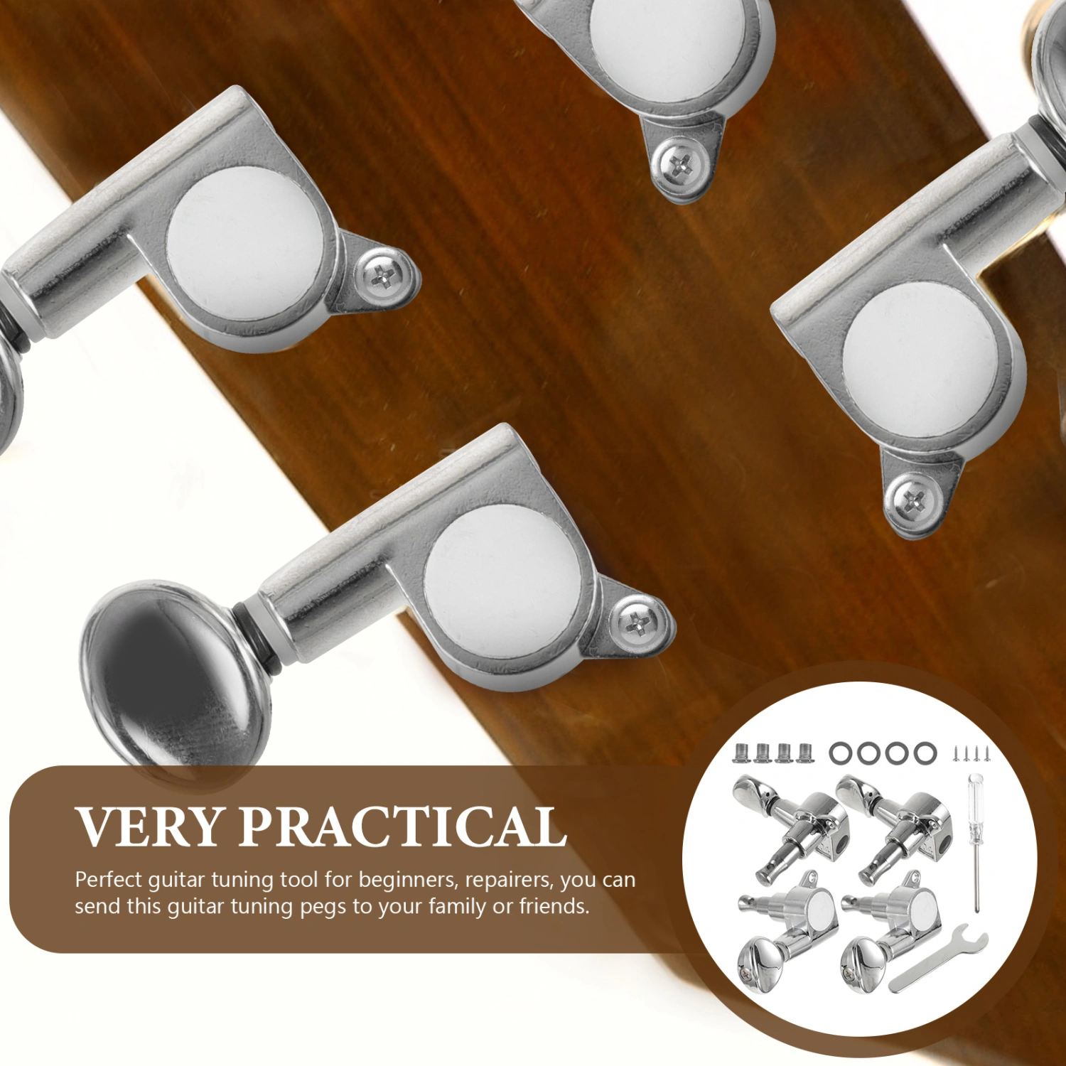1 Set Guitar Tuners Acoustic Guitar Tuning Pegs Ukulele Peg Tools Guitar Tuning Keys with Accessories