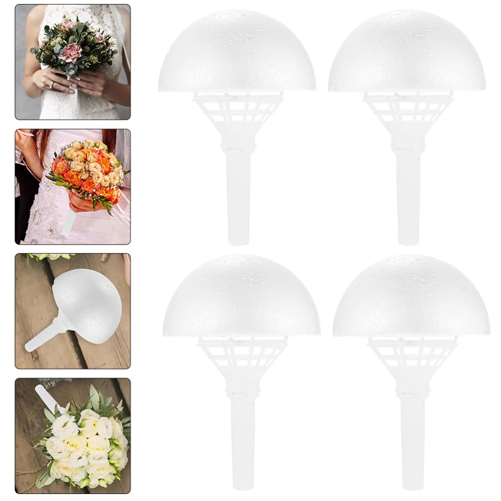 4 Sets Bouquet Holder DIY Wedding Foam Bouquet Handle Bridal Fresh Artificial Flower Holder Decoration