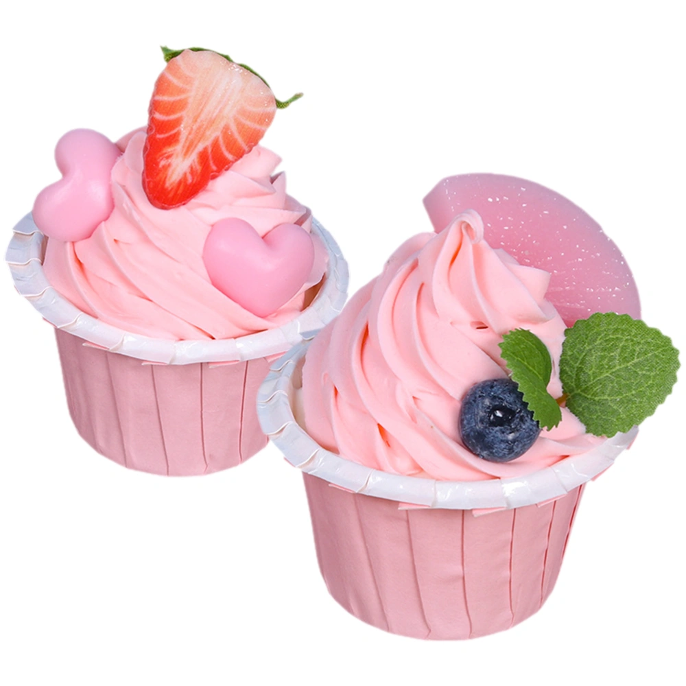 2pcs Artificial Cupcake Models Artificial Dessert Model Food Models Photo Prop