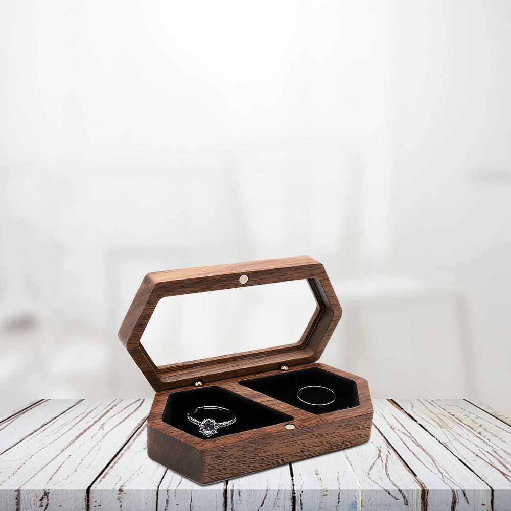 Ring Box Wedding Ring Case Wooden Ring Holder Decorative Earrings Jewelry Display Box