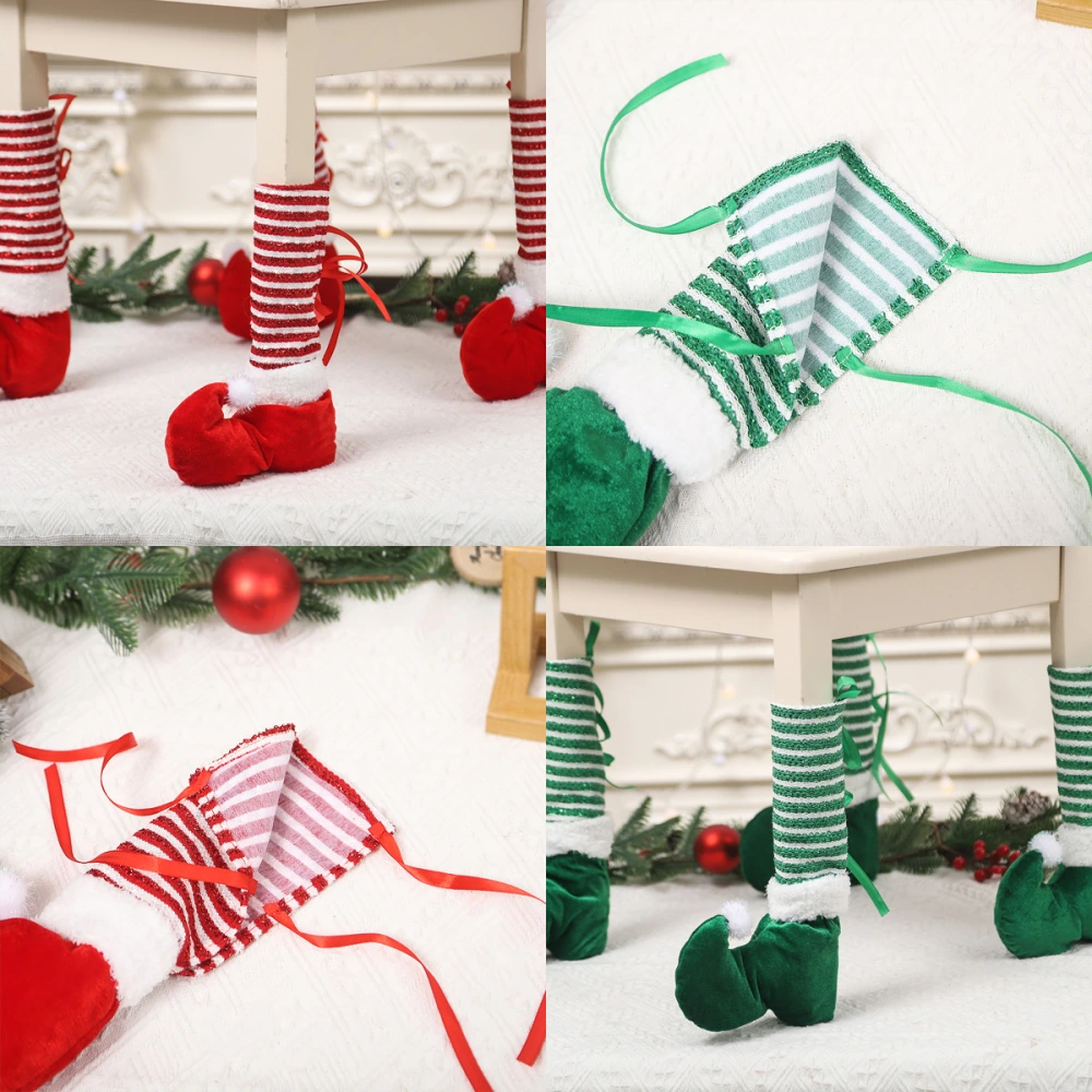 2pcs Christmas Elf Table Leg Covers Elf Christmas Chair Leg Covers Table Leg Protectors