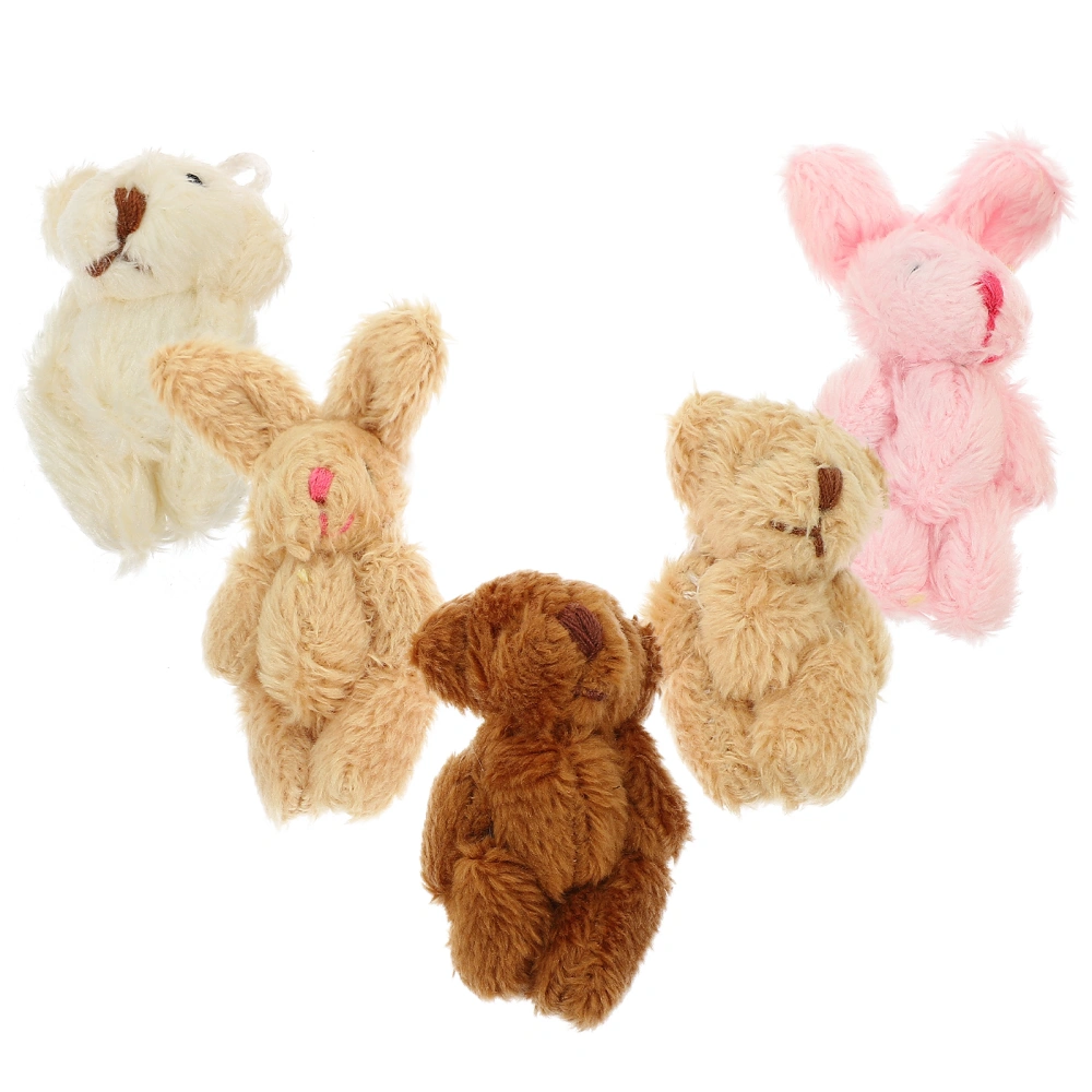 5pcs Doll House Plush Doll Miniature Plush Doll Figurines Mini Bear Rabbit Dolls