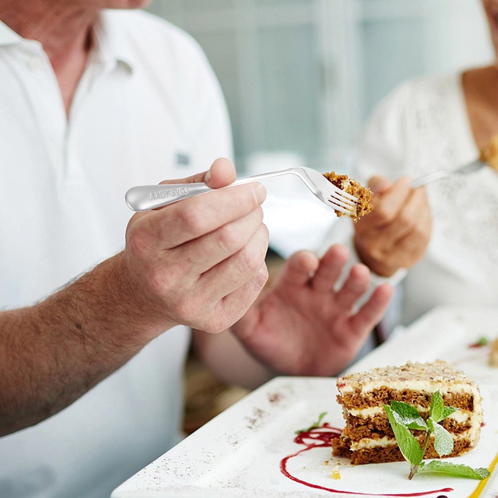 2pcs Angled Forks Convenient Forks for The Elderly Eating Feeding Forks Assist Tablewares (Right)