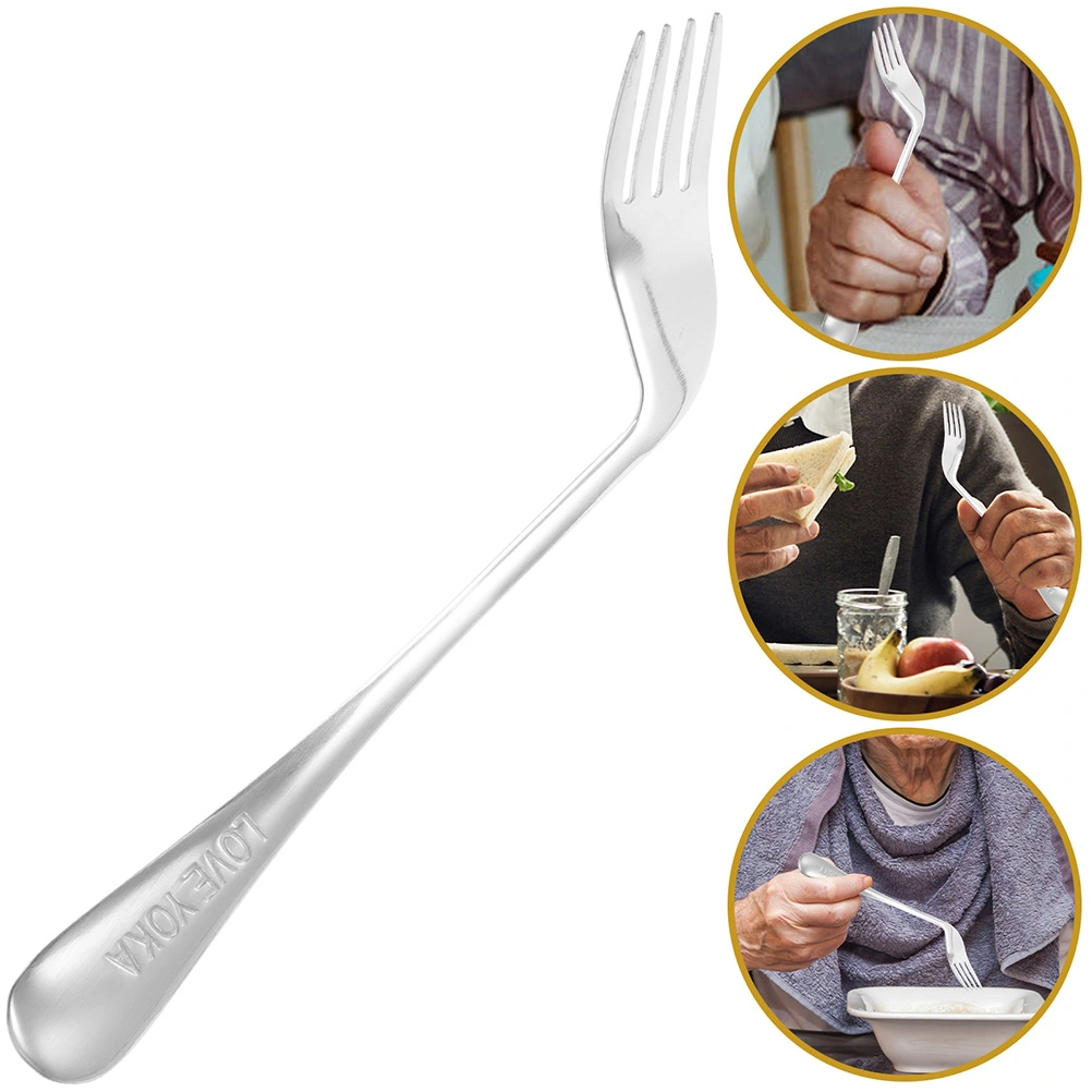 2pcs Angled Forks Convenient Forks for The Elderly Eating Feeding Forks Assist Tablewares (Right)