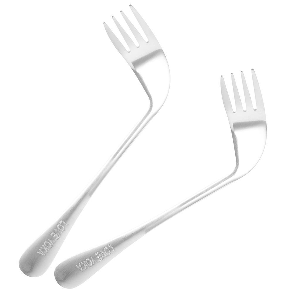 2pcs Angled Forks Convenient Forks for The Elderly Eating Feeding Forks Assist Tablewares (Right)