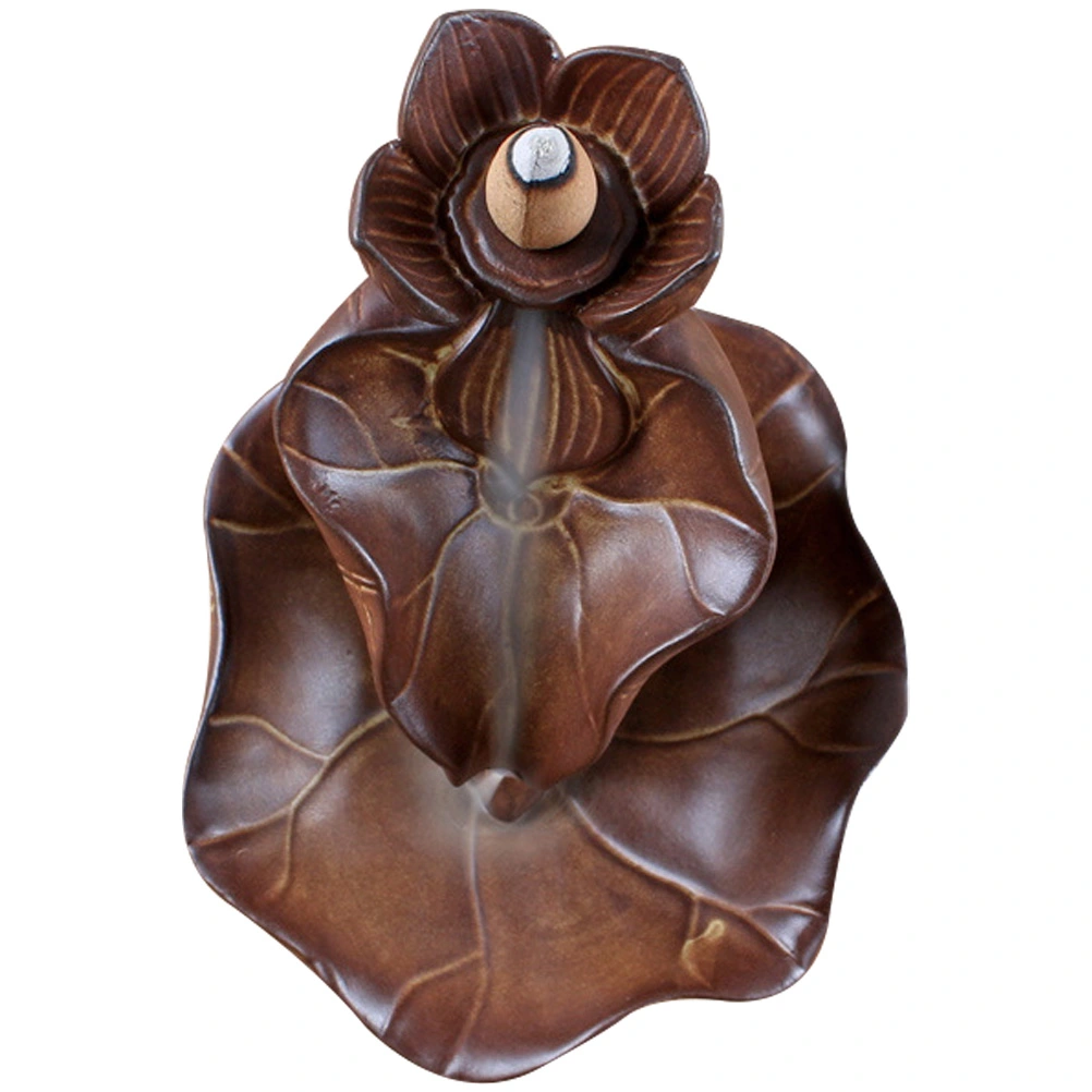 Backflow Incense Burner Waterfall Incense Holder Ceramic Lotus Design Incense Burner