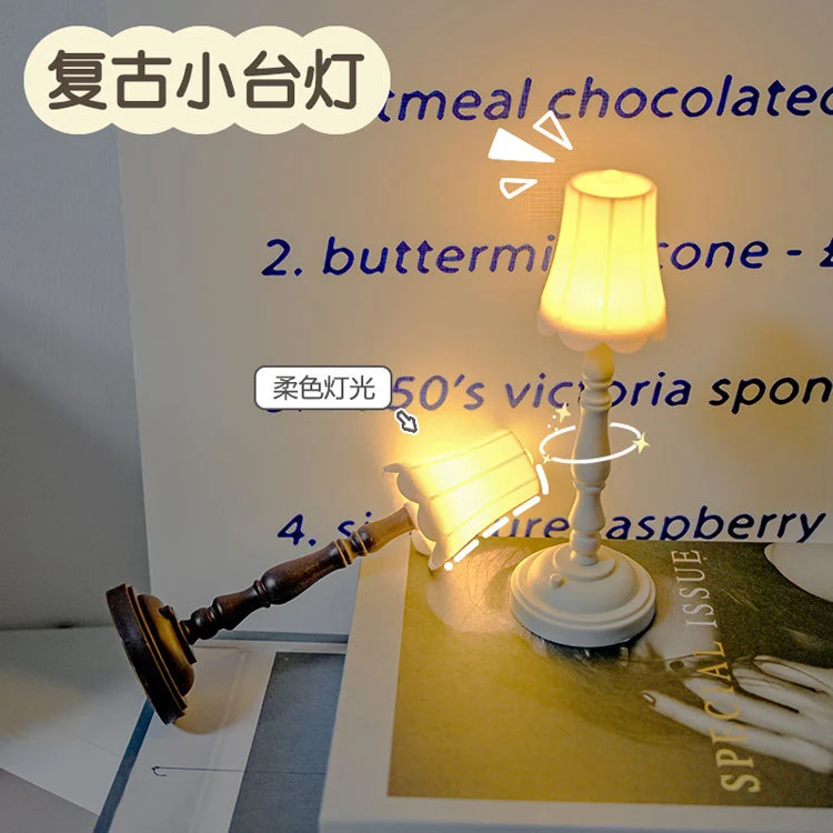 2Pcs Bedside Night Light Village Style Desk Light Household Night Lamp Home Decoration for Bedroom