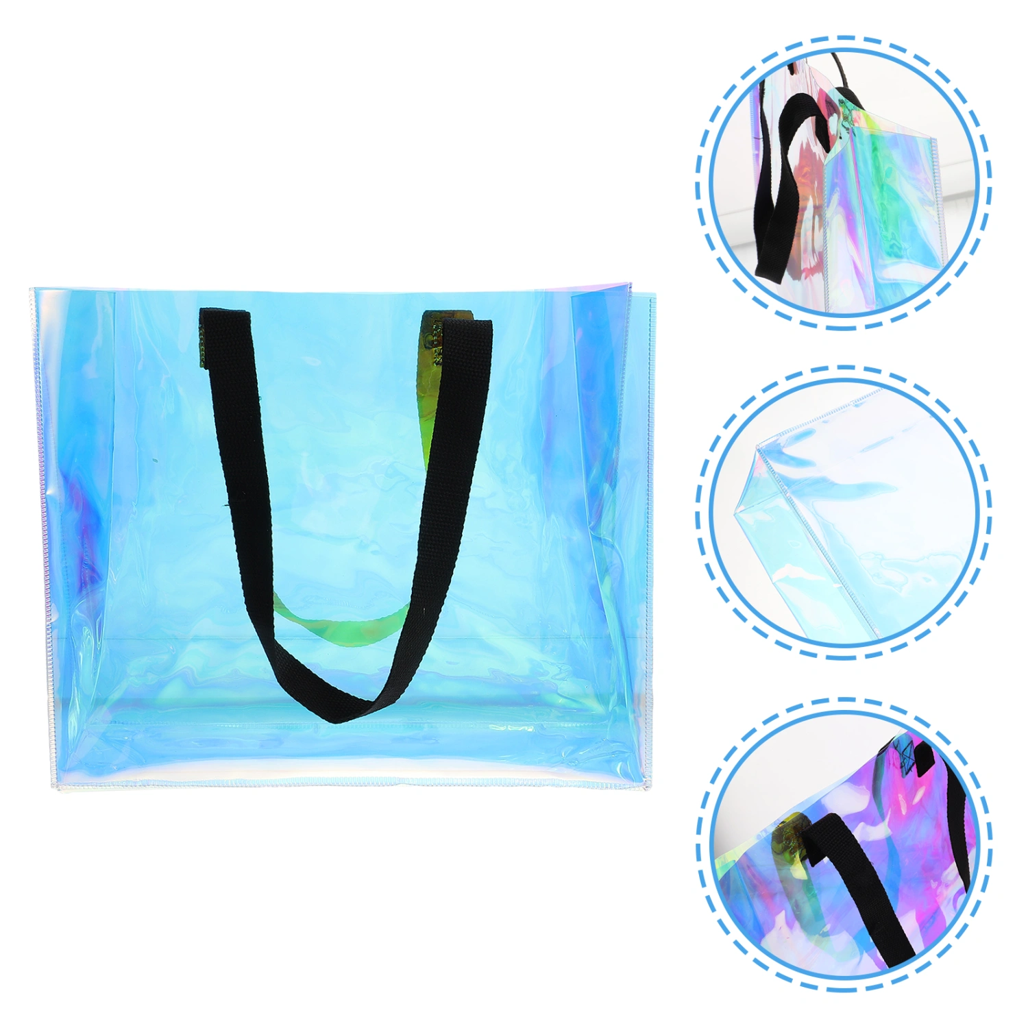 Tote Bag PVC Holographic Handbag for Work Beach Sports Game Casual Shopping Bag Gift Bag