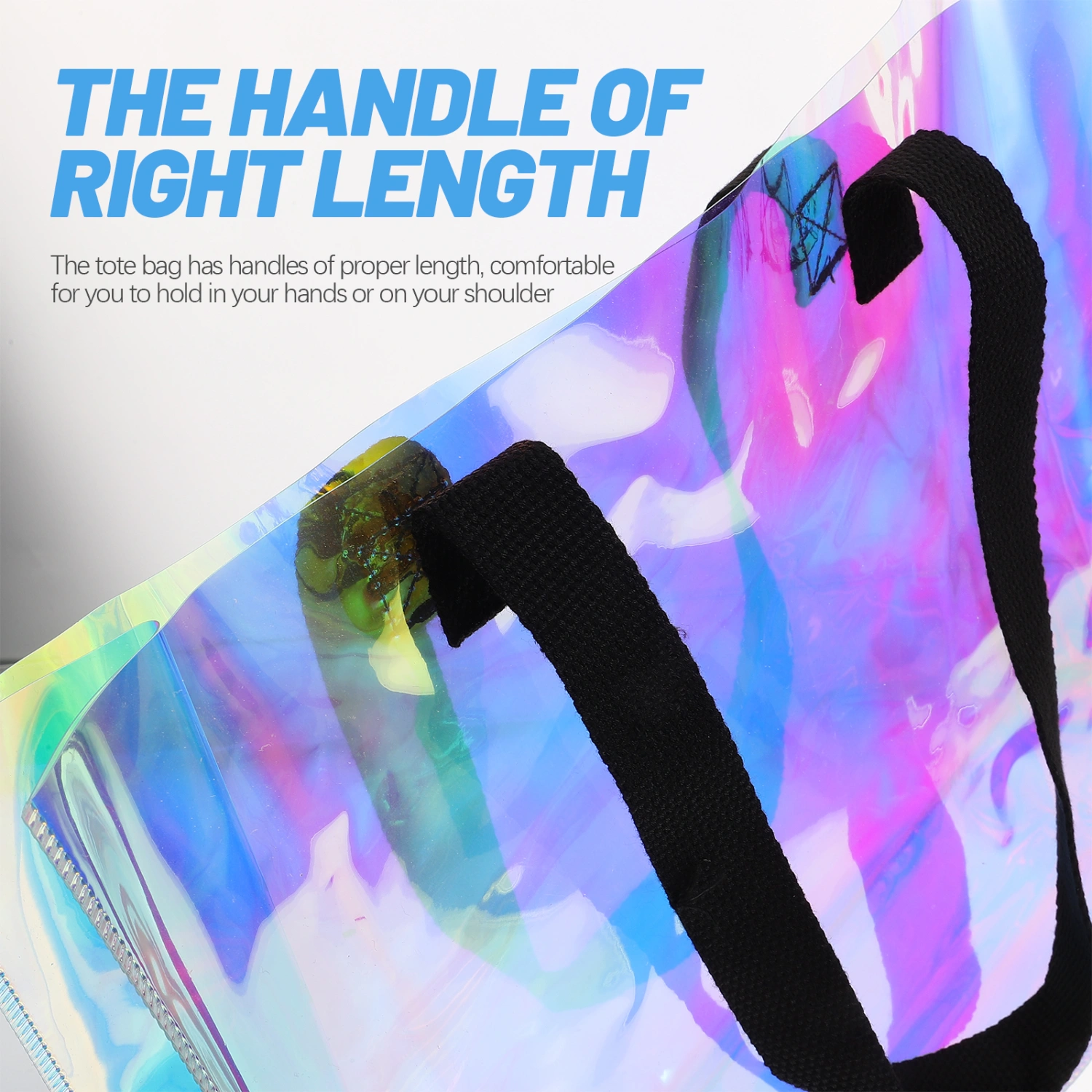 Tote Bag PVC Holographic Handbag for Work Beach Sports Game Casual Shopping Bag Gift Bag