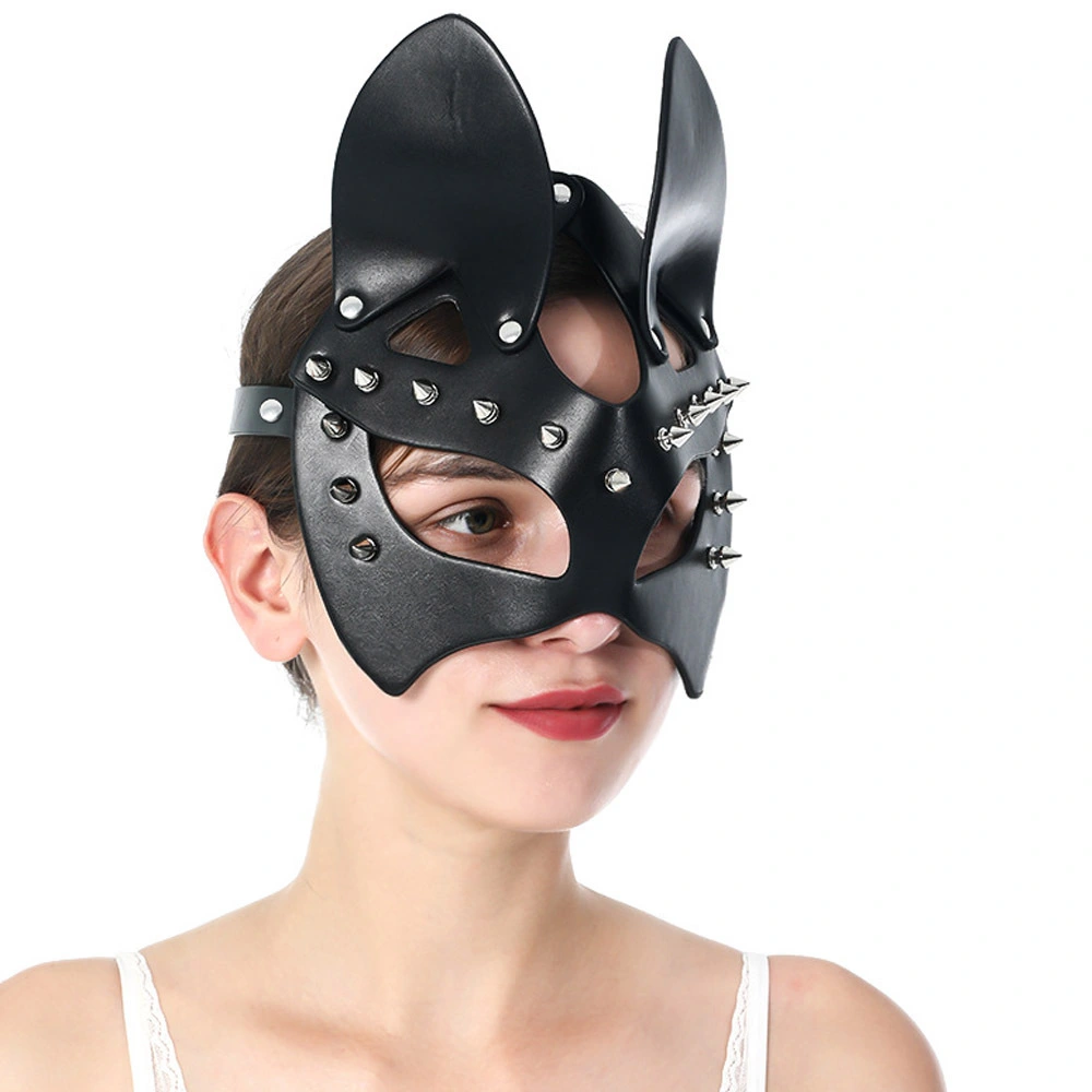 2pcs Masquerade Party Mask Props Festival Halloween PU Mask Half Face Mask