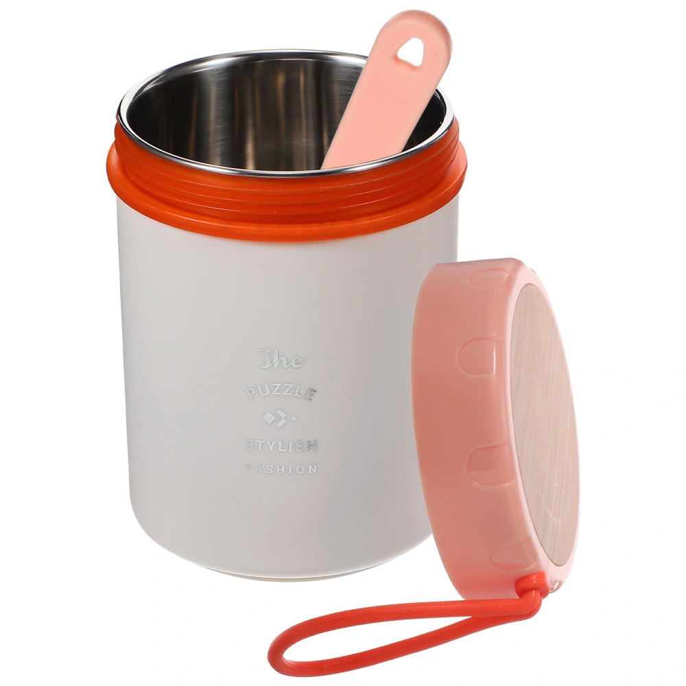 Vacuum Insulated Food Jar with Spoon Lanyard Portable Cereal Cup Soup Container