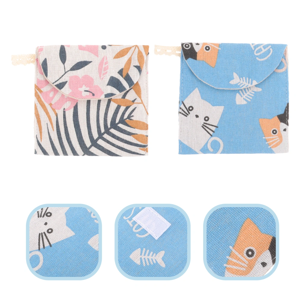 2Pcs Portable Sanitary Napkin Pouch Sanitary Pad Bag Girls Nursing Mat Pouch Outdoor Period Bag