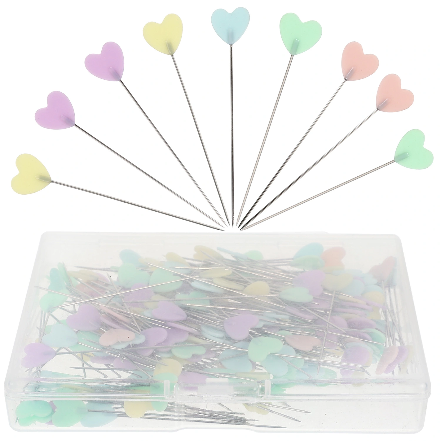 200Pcs Sewing Straight Pin DIY Sewing Location Pin Heart Head Sewing Pin Straight Locating Pin