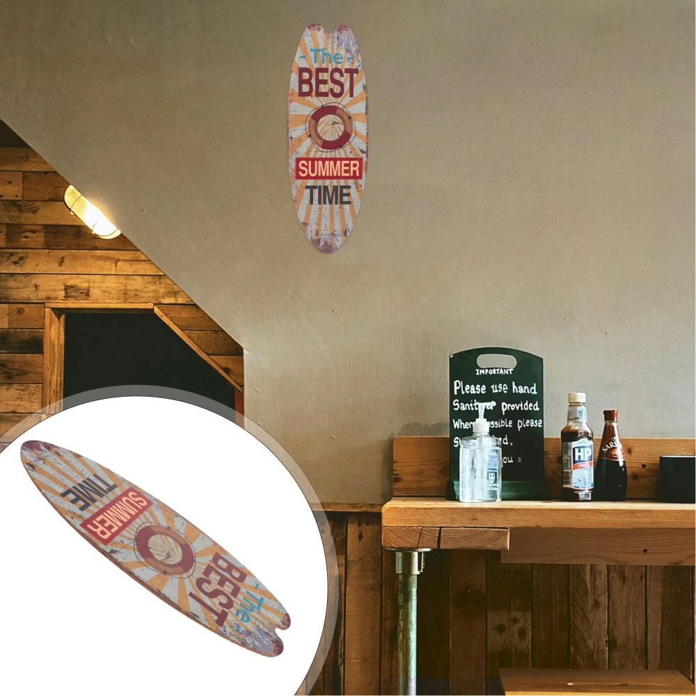 Unique Surfboard Shaped Wooden Sign Beach Party Themed Wooden Pendant Bar Wall Hanging Vintage Decor