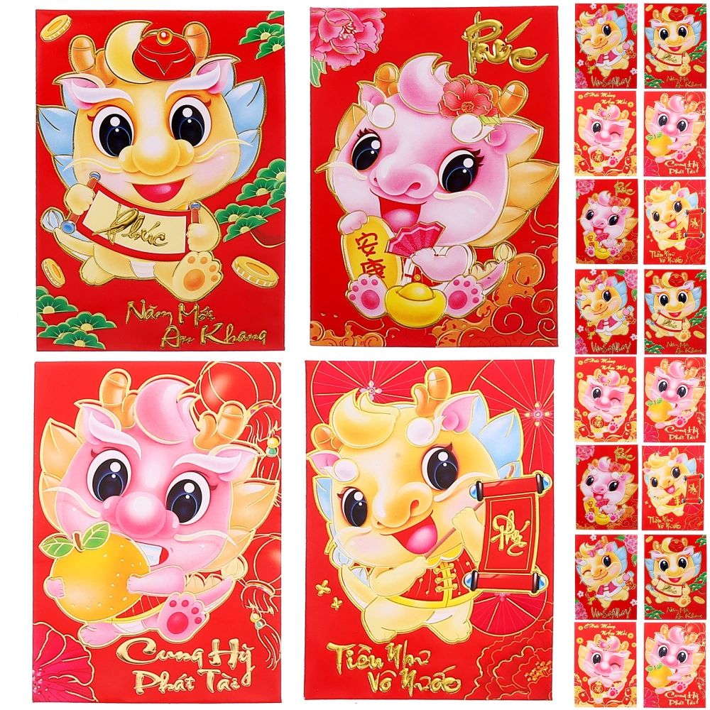 30Pcs Red Envelopes The Year of Dragon Luck Money Envelopes Chinese New Year Red Envelopes