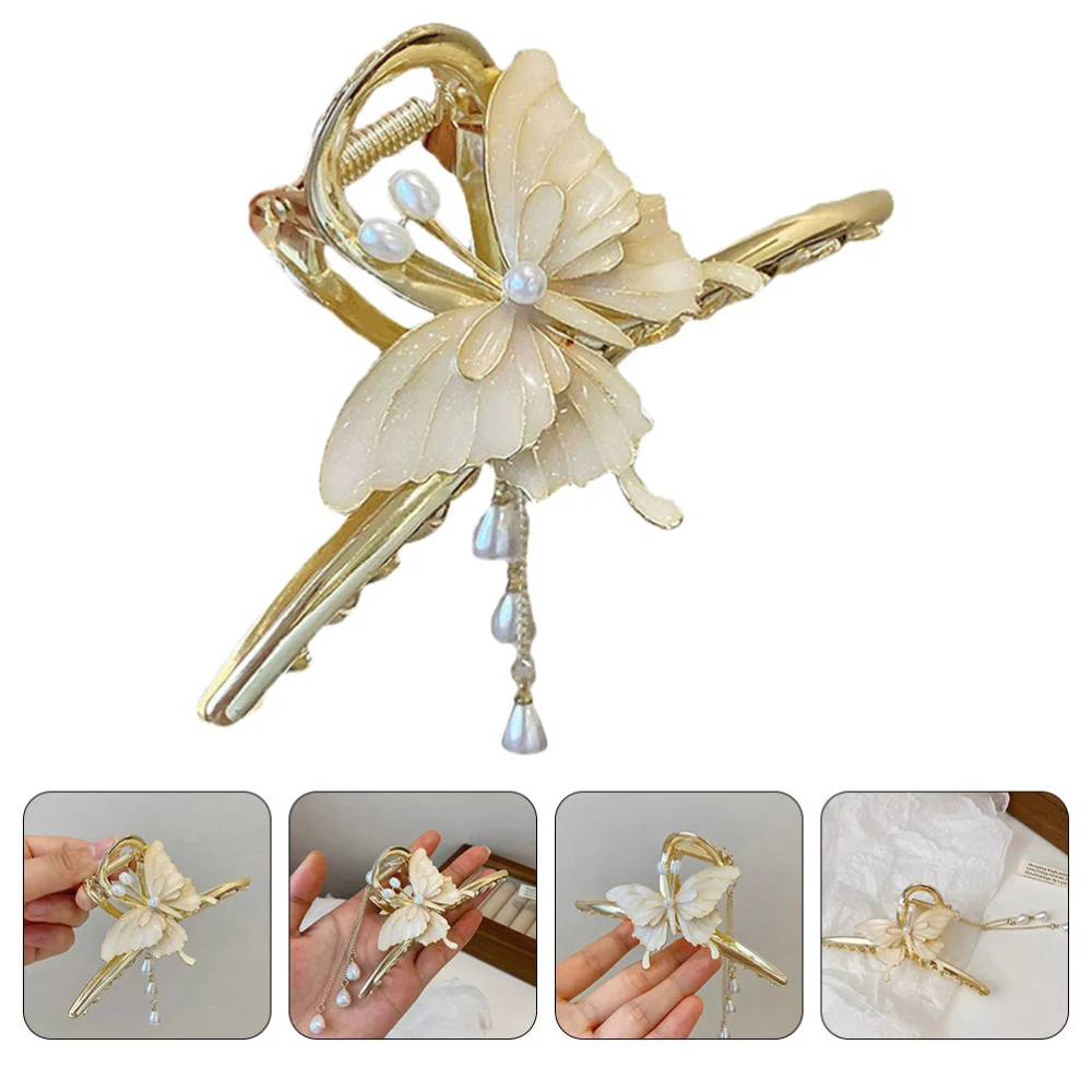 Butterfly Hair Clip Decorative Hair Claw Clip Elegant Style Hair Claw Clip with Tassel Hair Styling Tool