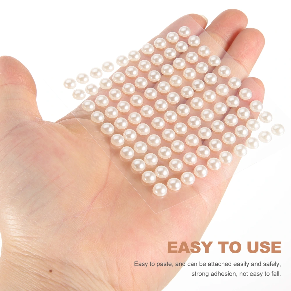 4 Sheets of Adhesive Pearl Stickers Face Pearl Diy Stickers Decorative Pearl Stickers