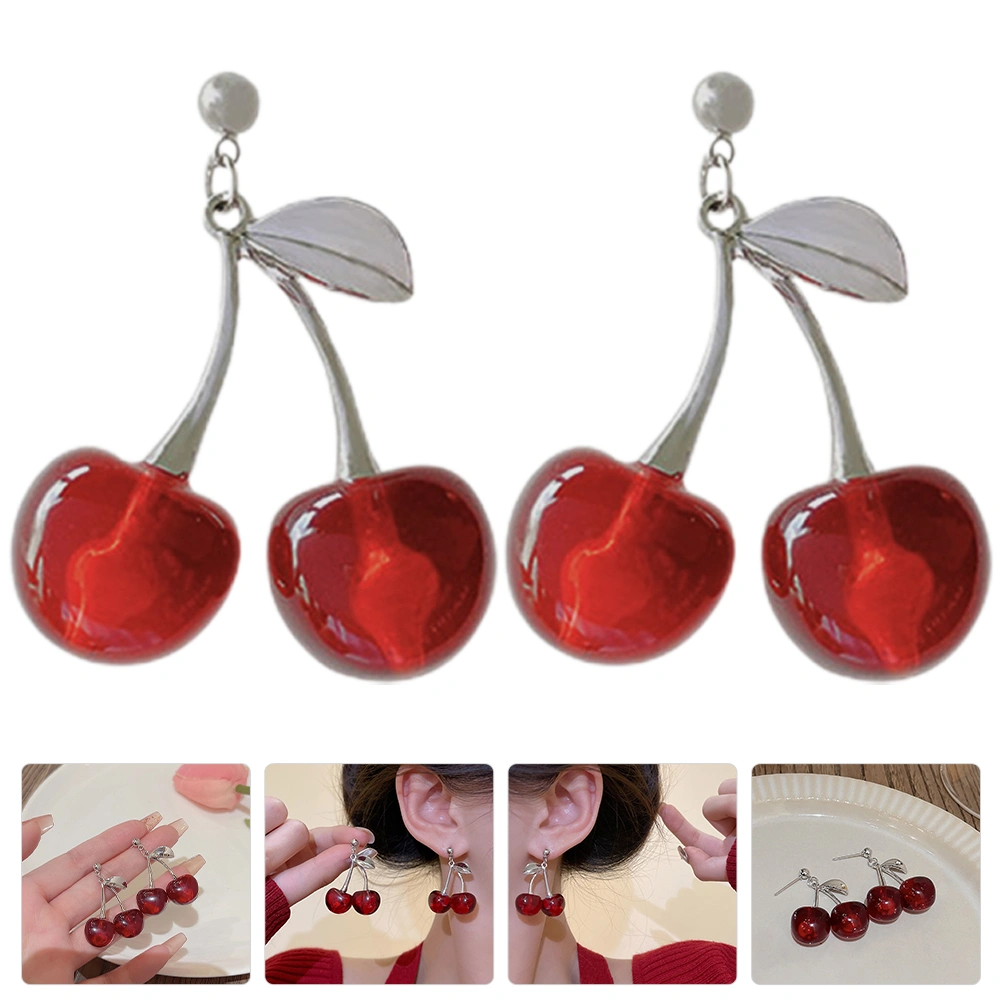 1 Pair Cherry Earrings Fruits Earrings Dangle Earrings Ear Jewelry for Women Girls