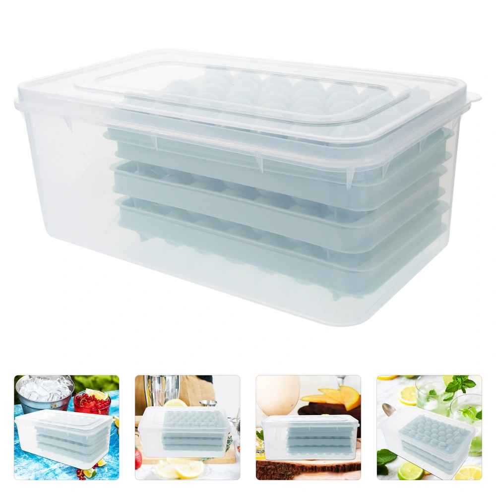 1 Set Round Ice Cube Tray with Lid and Bin Ice Balls Molds Sphere Ice Making Mold for Freezer