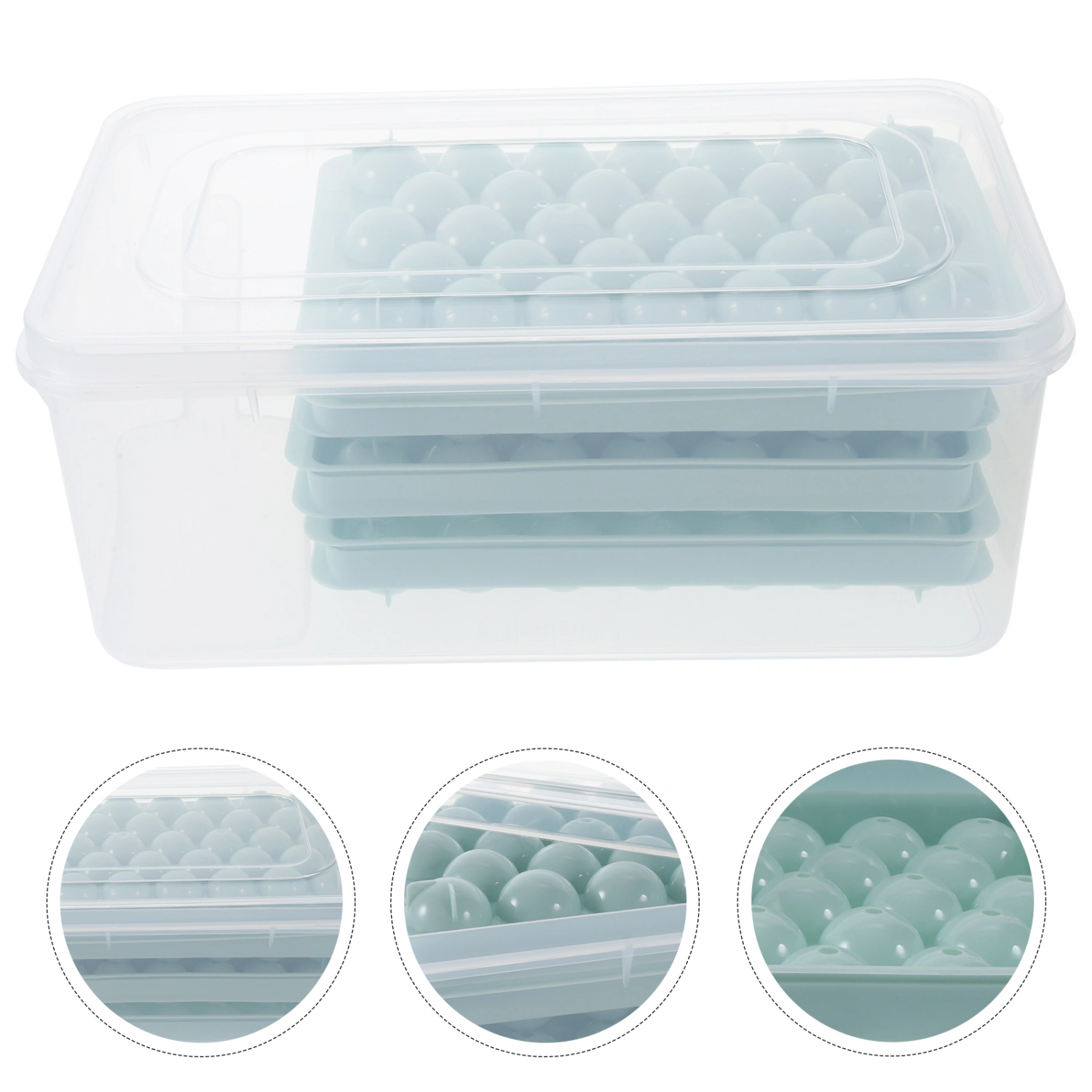 1 Set Round Ice Cube Tray with Lid and Bin Ice Balls Molds Sphere Ice Making Mold for Freezer