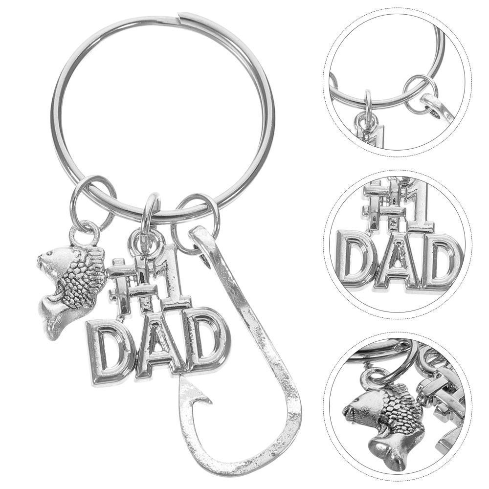 Dad Key Chain Pendant Fish Hook Style Key Chain Ornament Father's Day Key Chain Decor