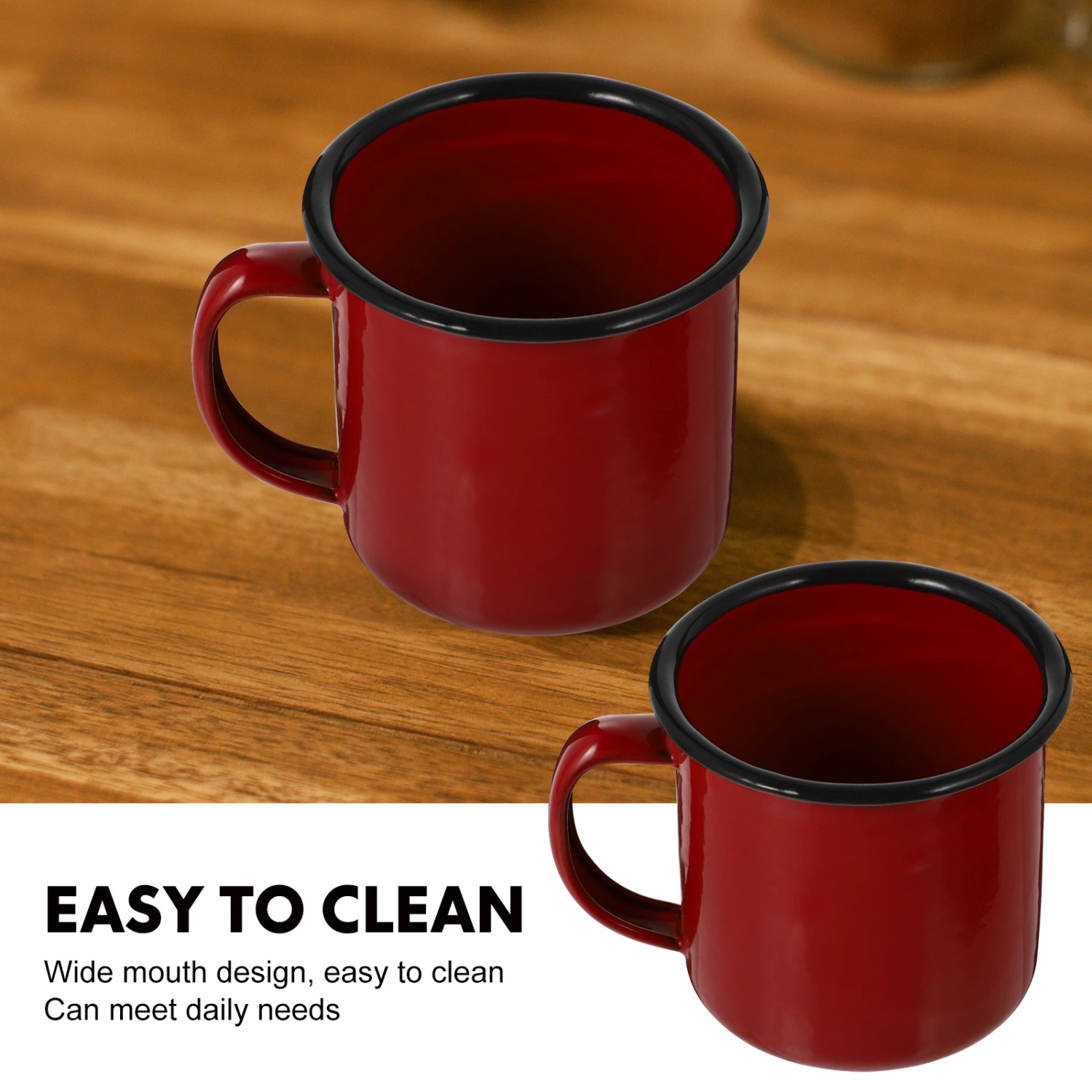 2Pcs Enamel Mugs Camping Mugs Enamel Coffee Tea Mug Drinking Cups for Office Travel