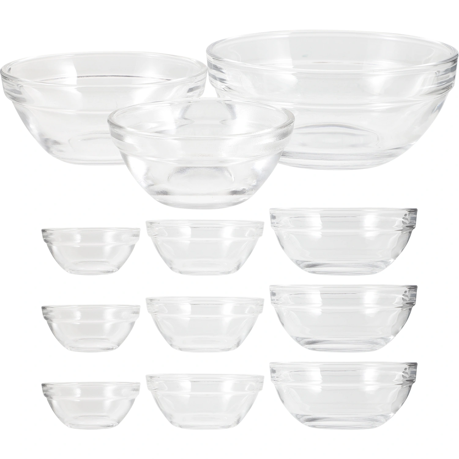 12Pcs Multipurpose Food Bowls Transparent Dessert Bowls Household Salad Bowls