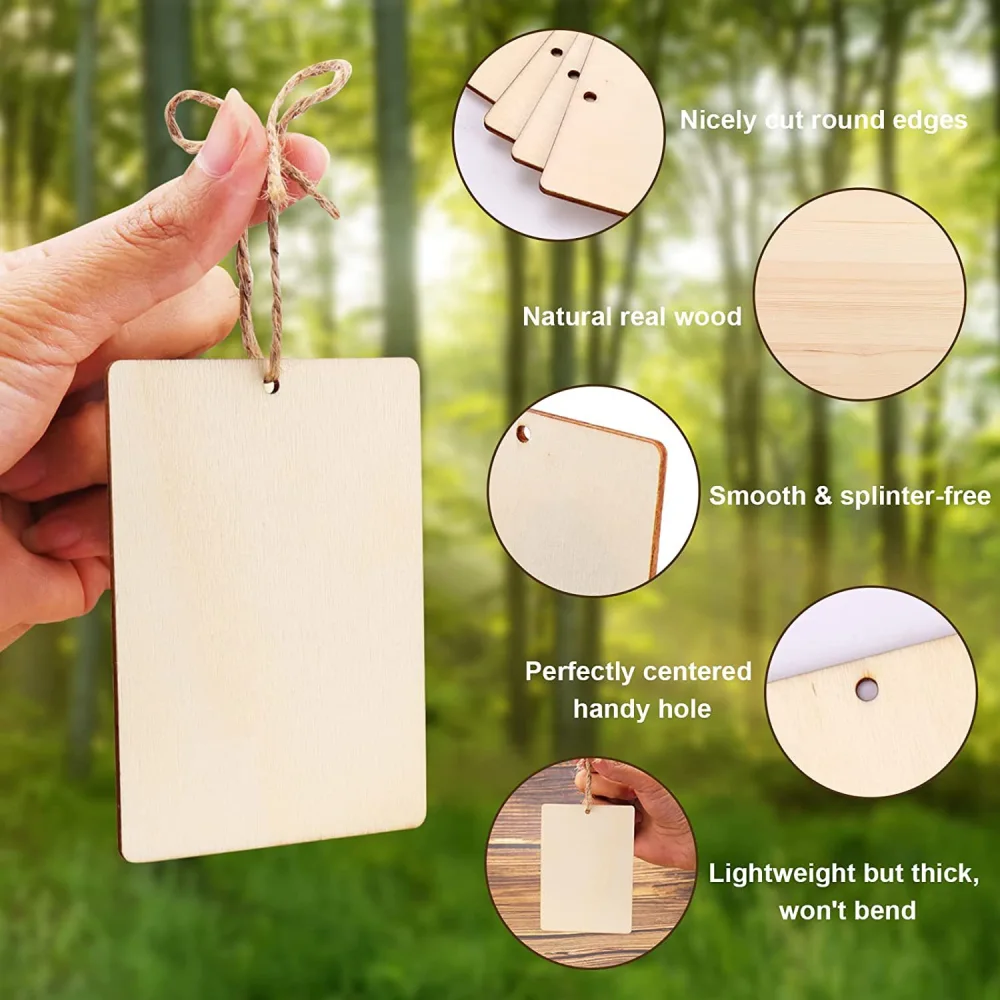 1 Set Unfinished Wooden Tags Diy Tags Blank Tags Wood Pieces for Diy Crafts Making