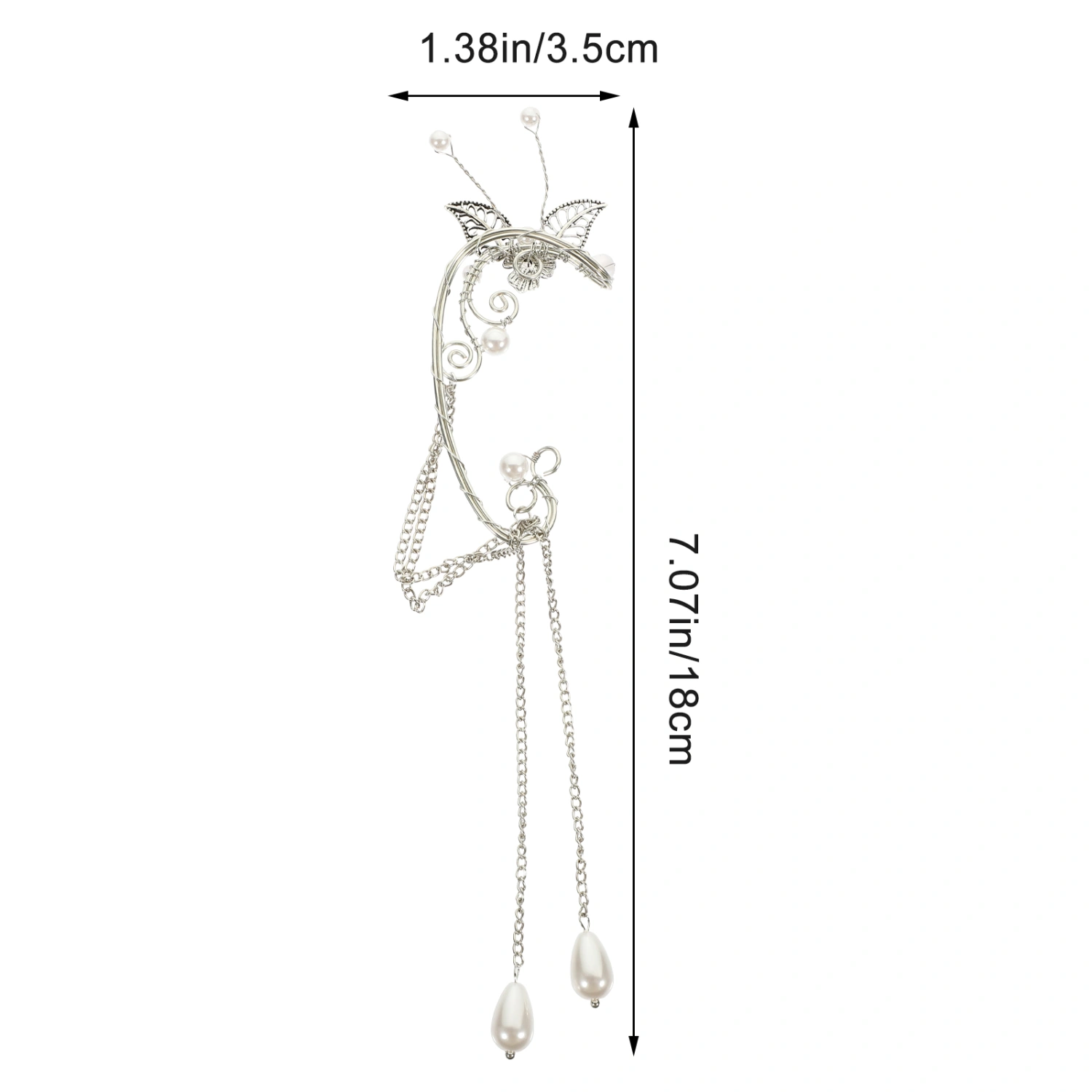 1 Pair Non Piercing Ear Clip Women Ear Clip Earrings Leaf Pearl Tassel Ear Cuff Clips