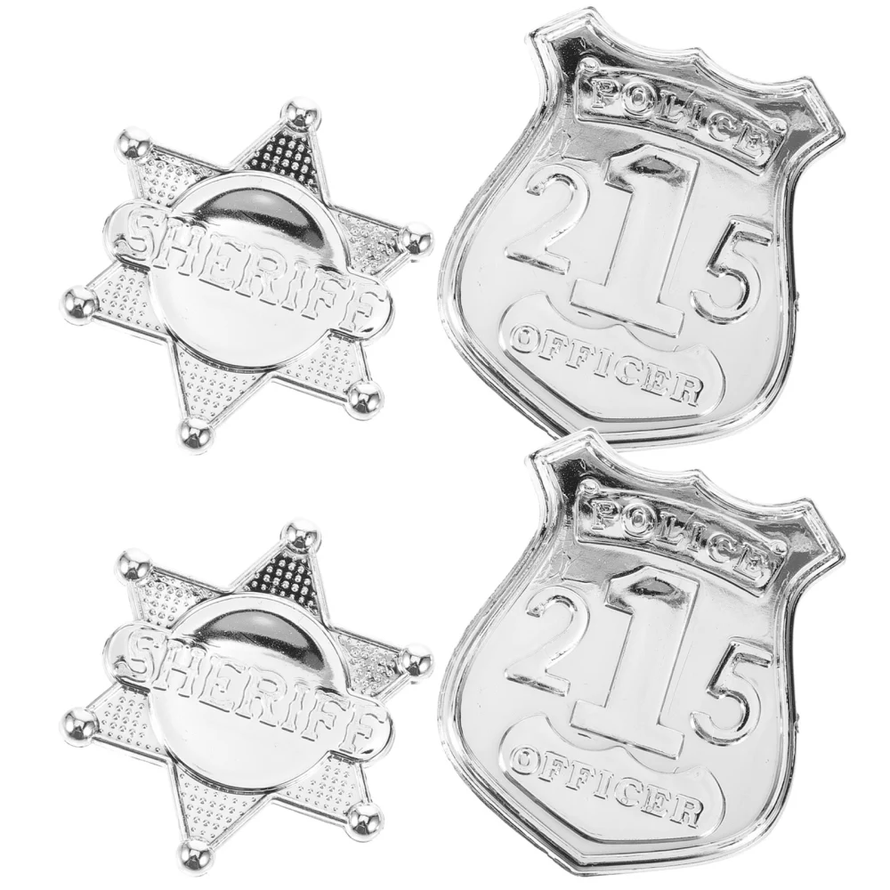 4Pcs Metal Police Badge Pin Portable Police Cosplay Police Badge Brooch Decoration Party Cosplay Prop