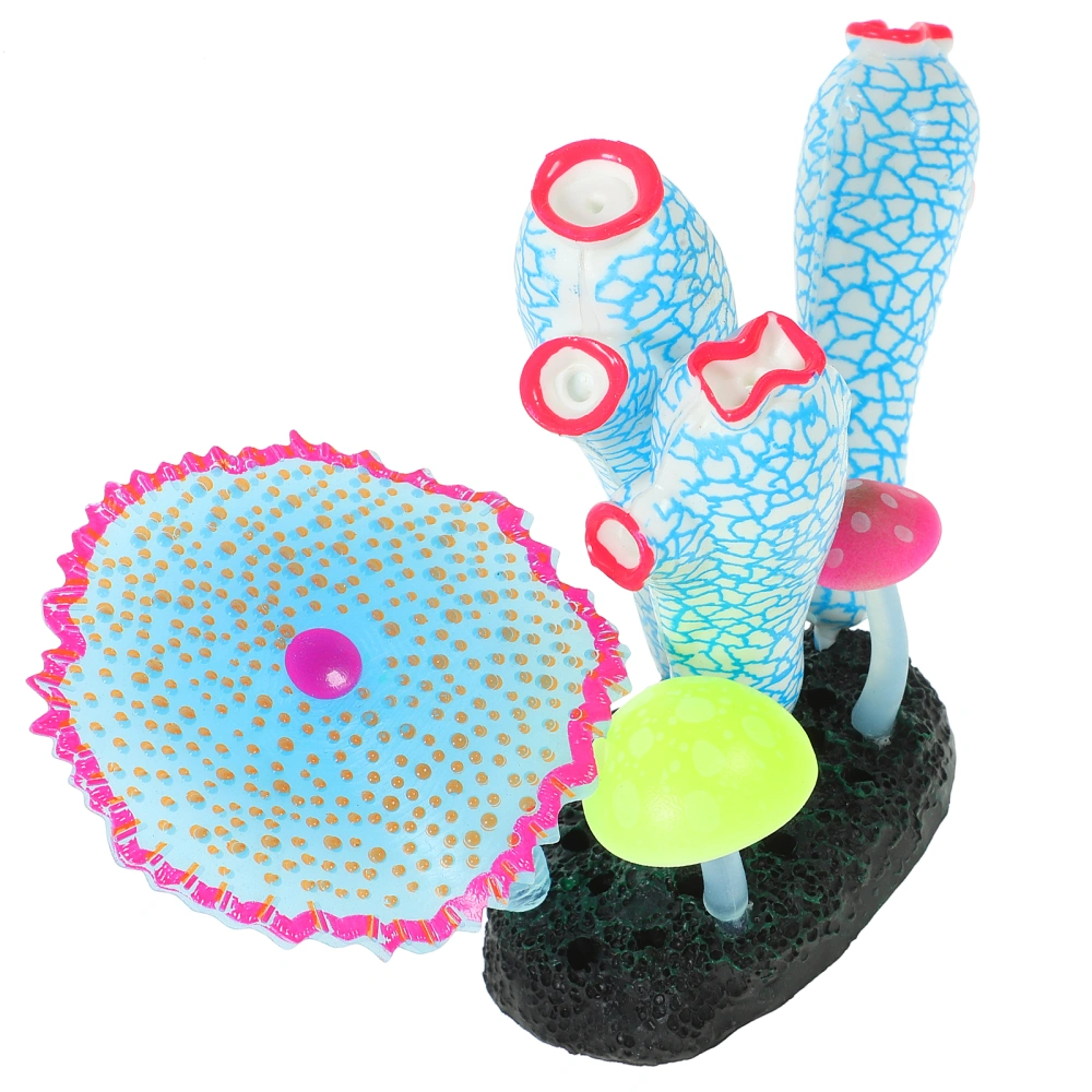 Fluorescence Coral Figurine Glow In The Dark Coral Statue Coral Decoration for Fish Tank