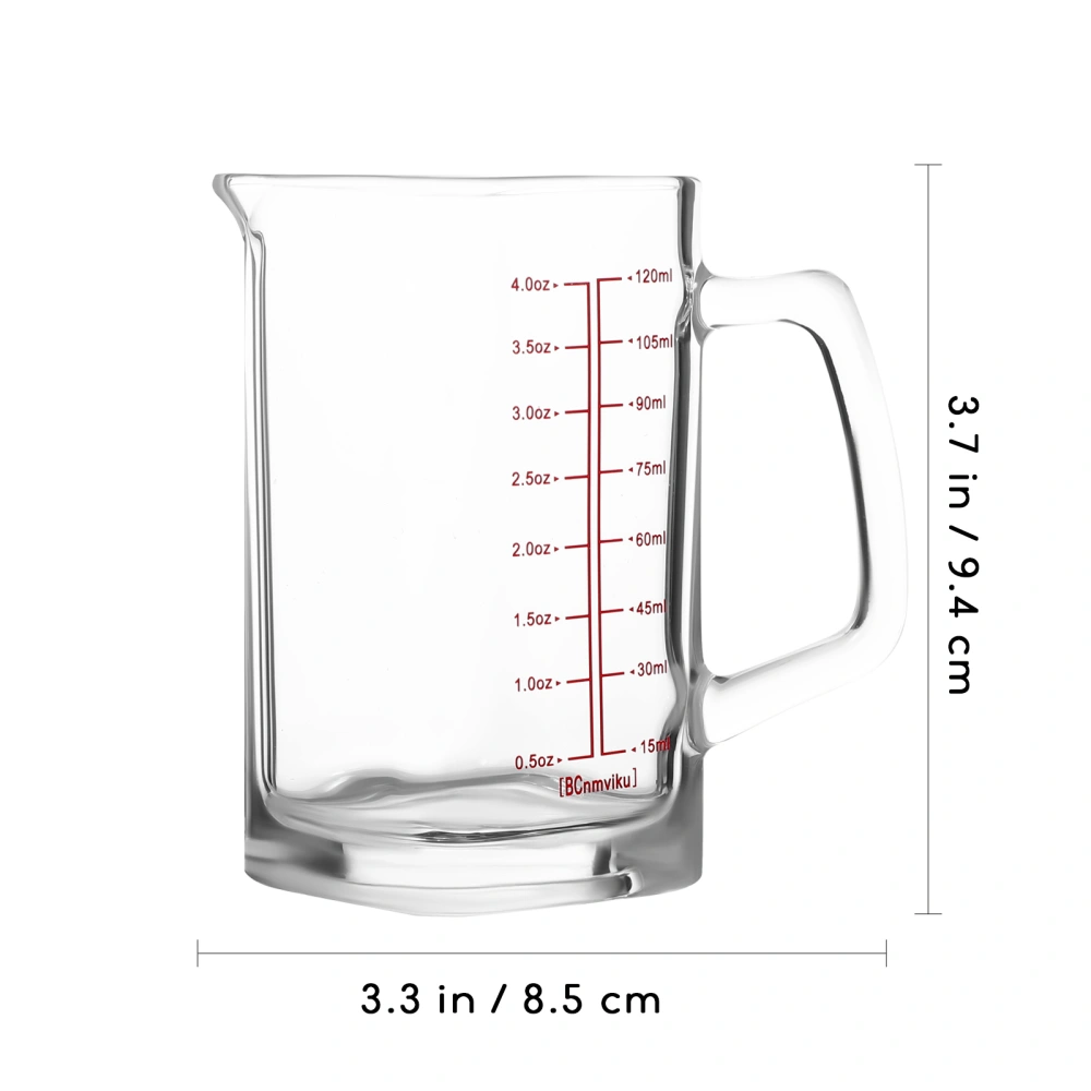 Glass Measuring Cups 4 Ounce/120ML Transparent Coffee Mug Liquid Containers with Handle for Home Office