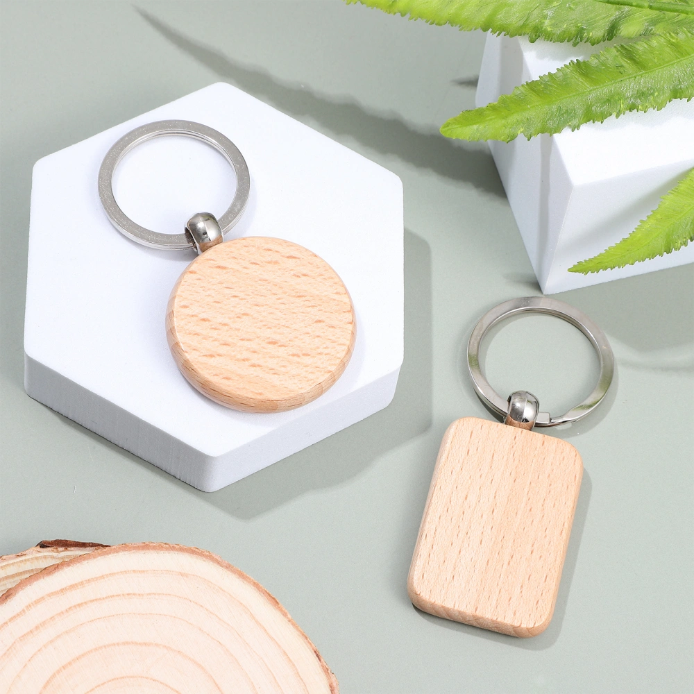 12pcs Engravable Wooden Keychain DIY Lettering Key Chain Pendants Keyring Making Supplies