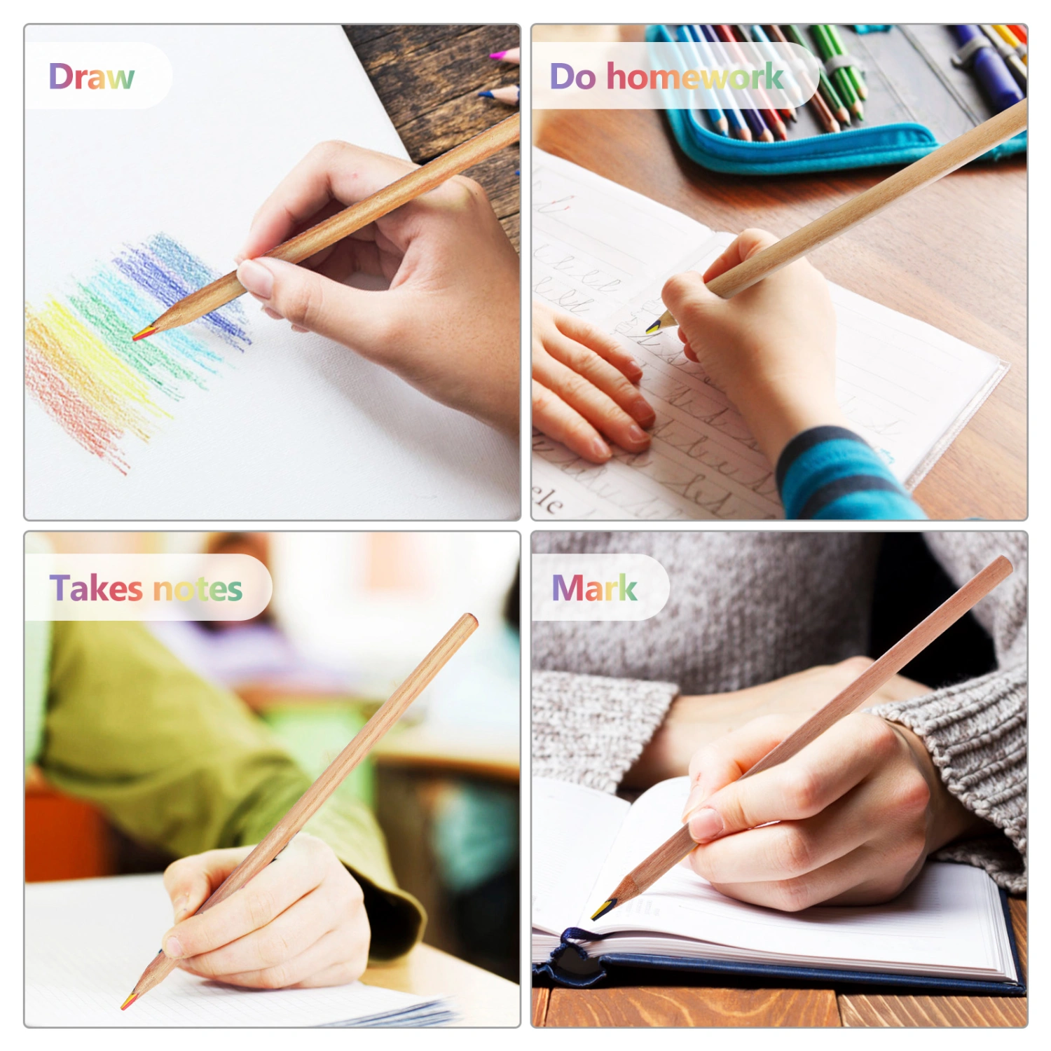 10 Pcs Rainbow Colorful Pencils Multicoloured Pencils Assorted Color Drawing Pencils for Sketching Classroom School