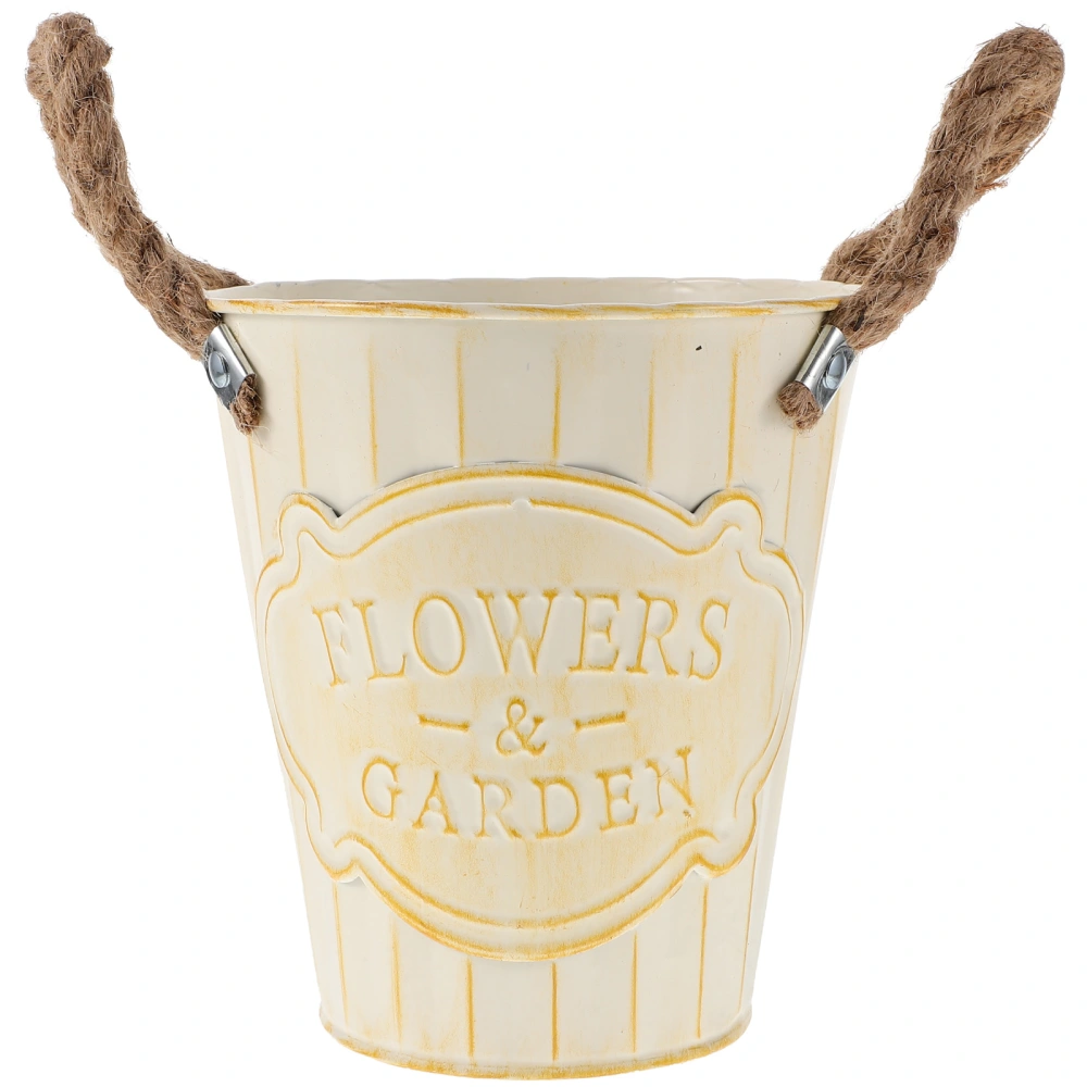 Decorative Bucket Iron Flower Pot Iron Flowers Bucket Iron Plant Storage Container Bucket