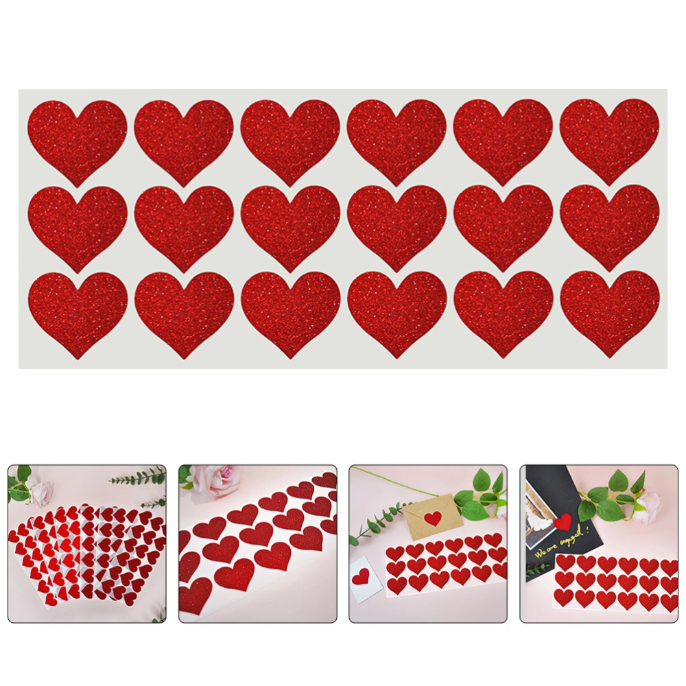 10 Sheets Heart Glitter Sticker Heart Gift Sticker Sealing Sticker for Valentines' Day