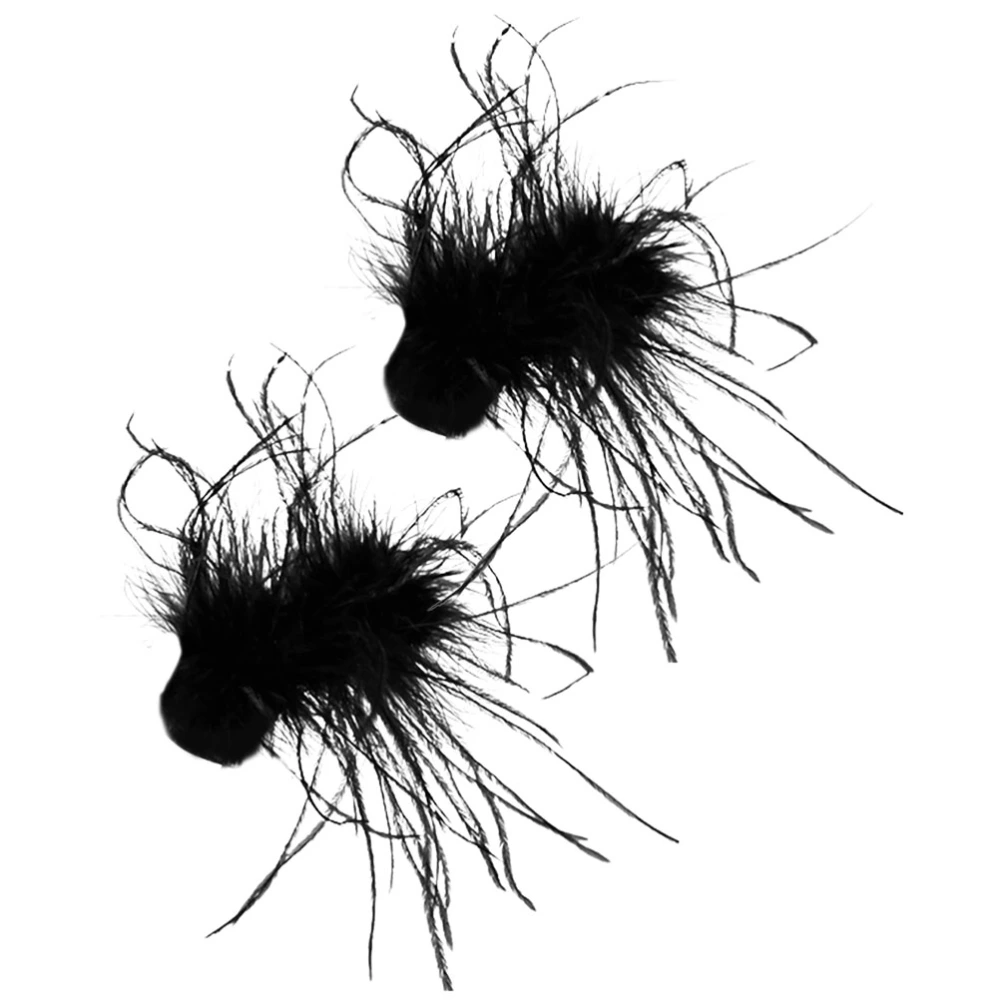 2pcs Fluffy Hair Clips Prom Ostrich Hair Clips Goth Hair Clips Bobby Pins for Women