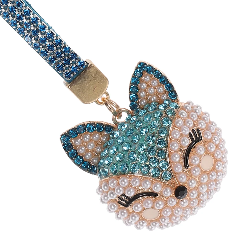 Cartoon Fox Keychain Lovely Fox Animal Head Keychain Rhinestone Imitation Pearl Fox Keyring