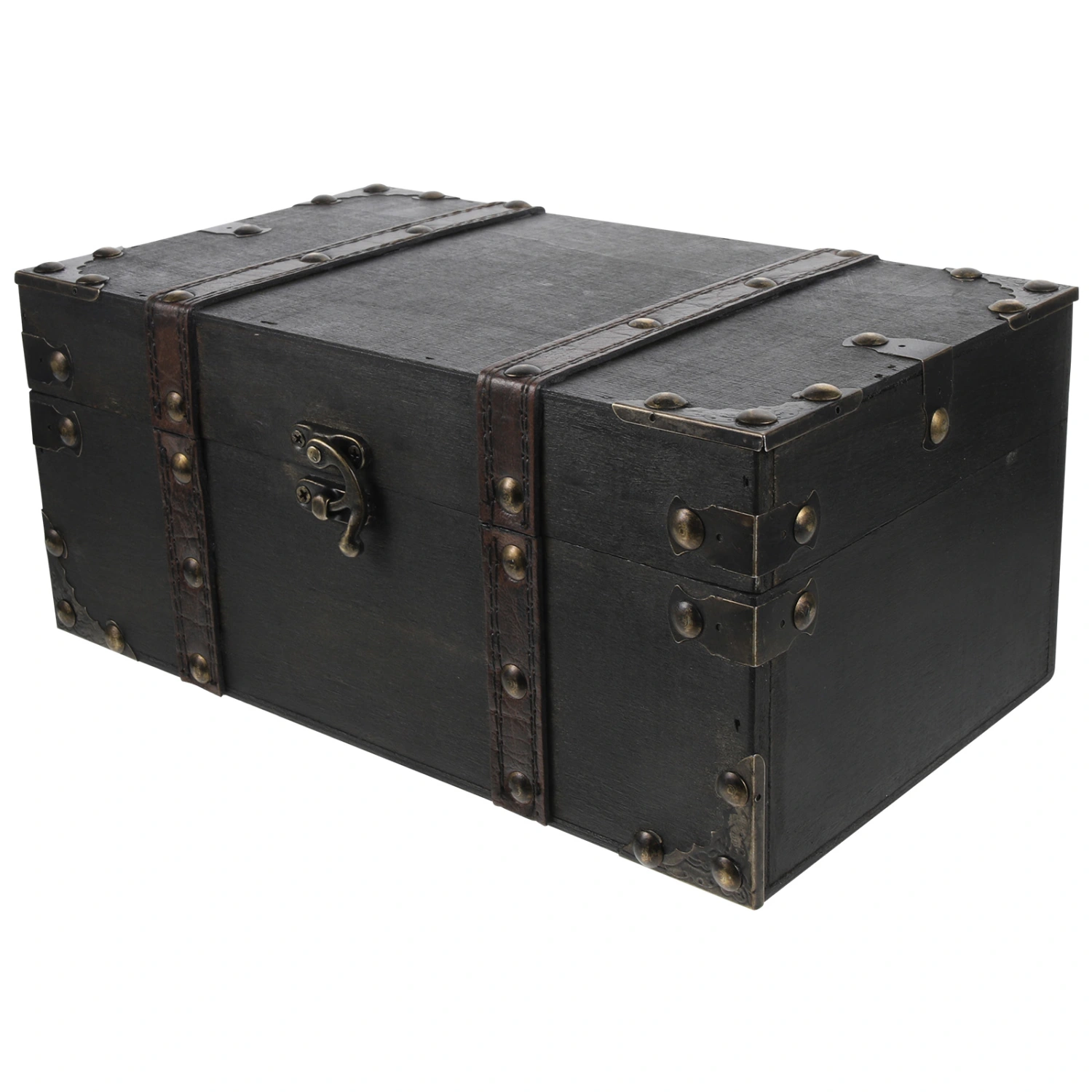 Retro Pirate Treasure Chest Box Vintage Wood Chest Box Antique Design Multi-functional Jewelry Box