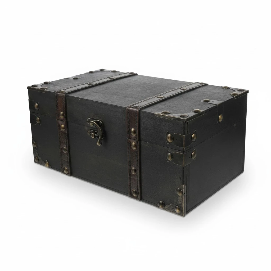 Retro Pirate Treasure Chest Box Vintage Wood Chest Box Antique Design Multi-functional Jewelry Box