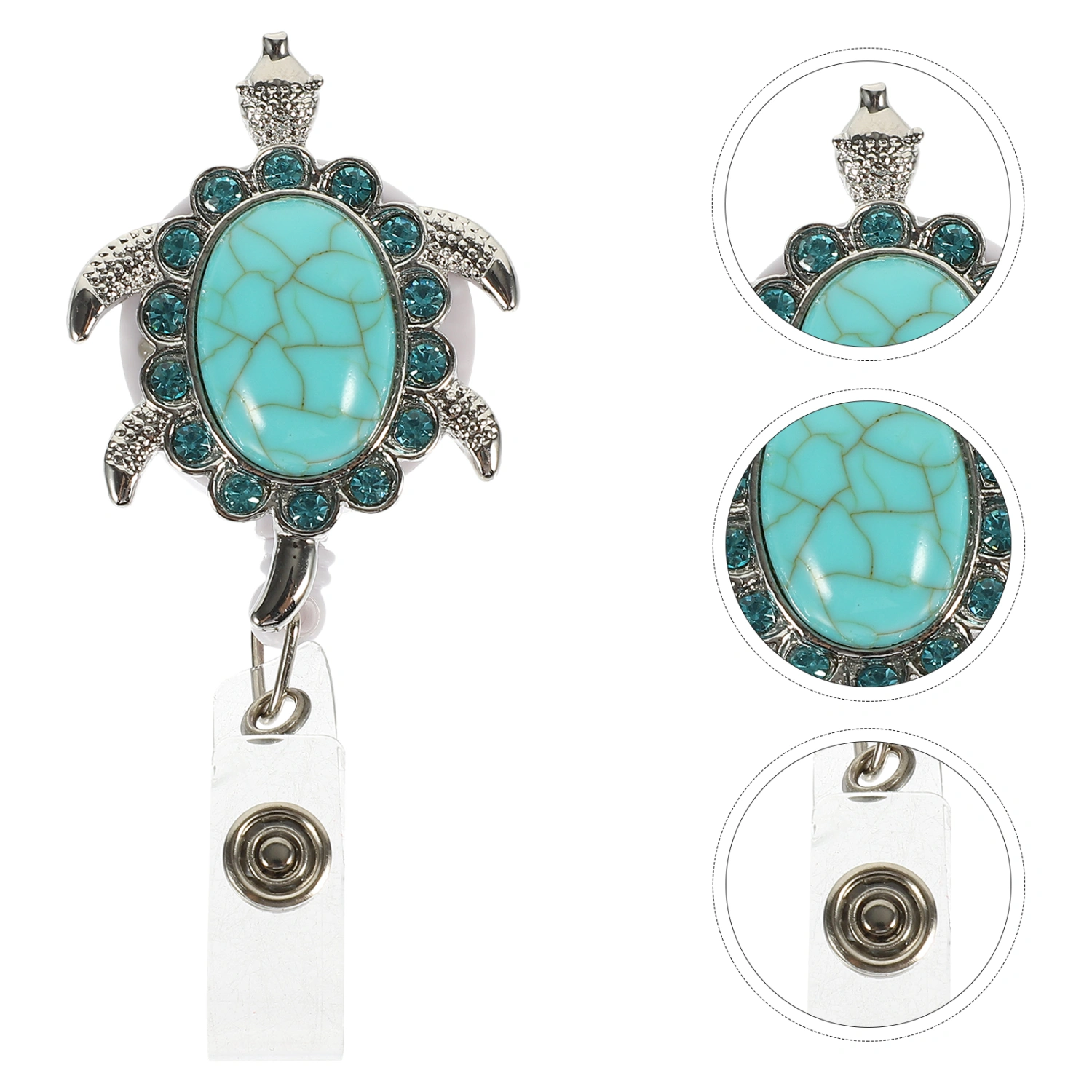 Decorative Badge Buckle Turtle Shape Badge Clip Hanging Badge Holder Telescopic Badge Holder