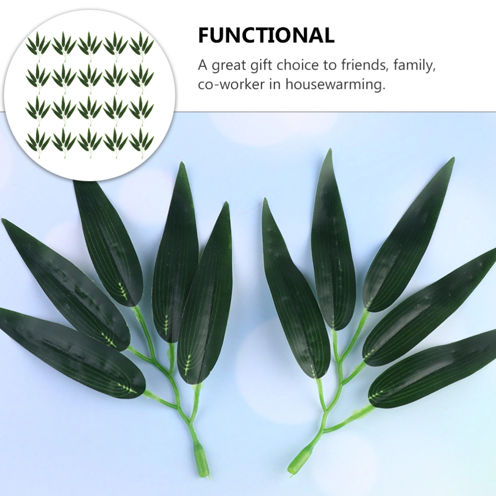 30pcs Artificial Bamboo Leaves Fake Bamboo Leaf Stems Fake Bamboo Leaves Decorations for Home Restaurant