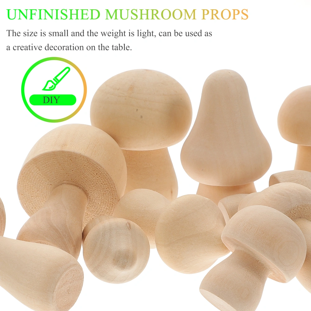 10pcs Wooden Mushroom Assortment Unpainted Mushroom Wooden Mushroom Model