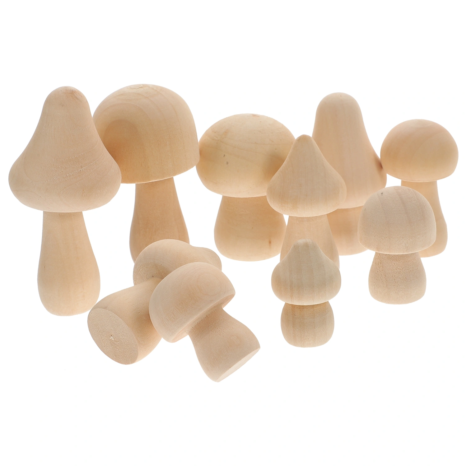 10pcs Wooden Mushroom Assortment Unpainted Mushroom Wooden Mushroom Model